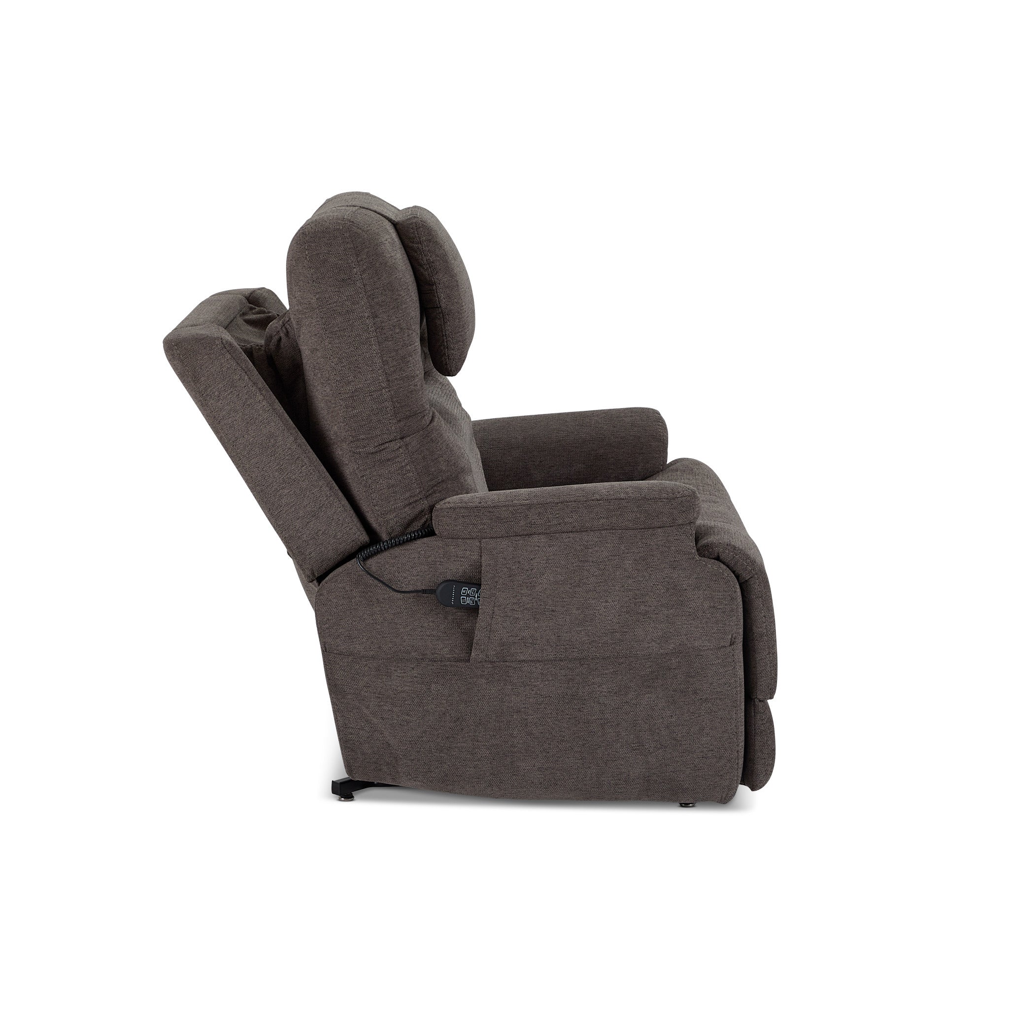 Zecliner Model 2+ Umber Fabric Power Lift Sleep Recliner with Power Headrest, Lumbar, Heat & Massage