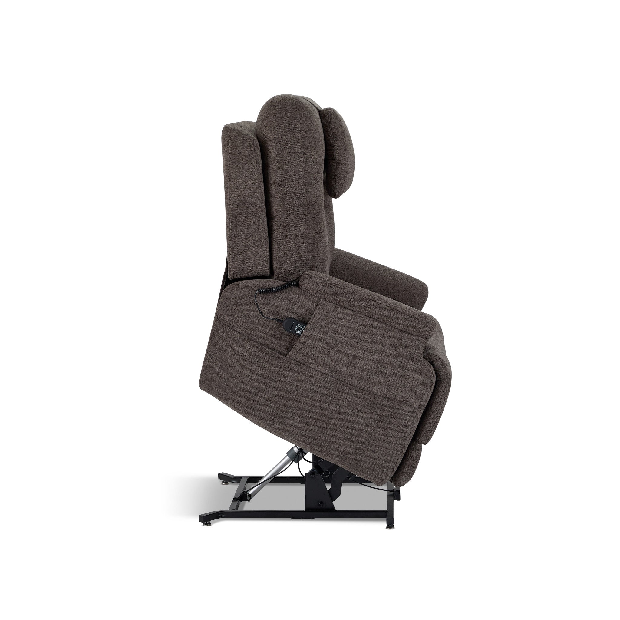 Zecliner Model 2+ Umber Fabric Power Lift Sleep Recliner with Power Headrest, Lumbar, Heat & Massage