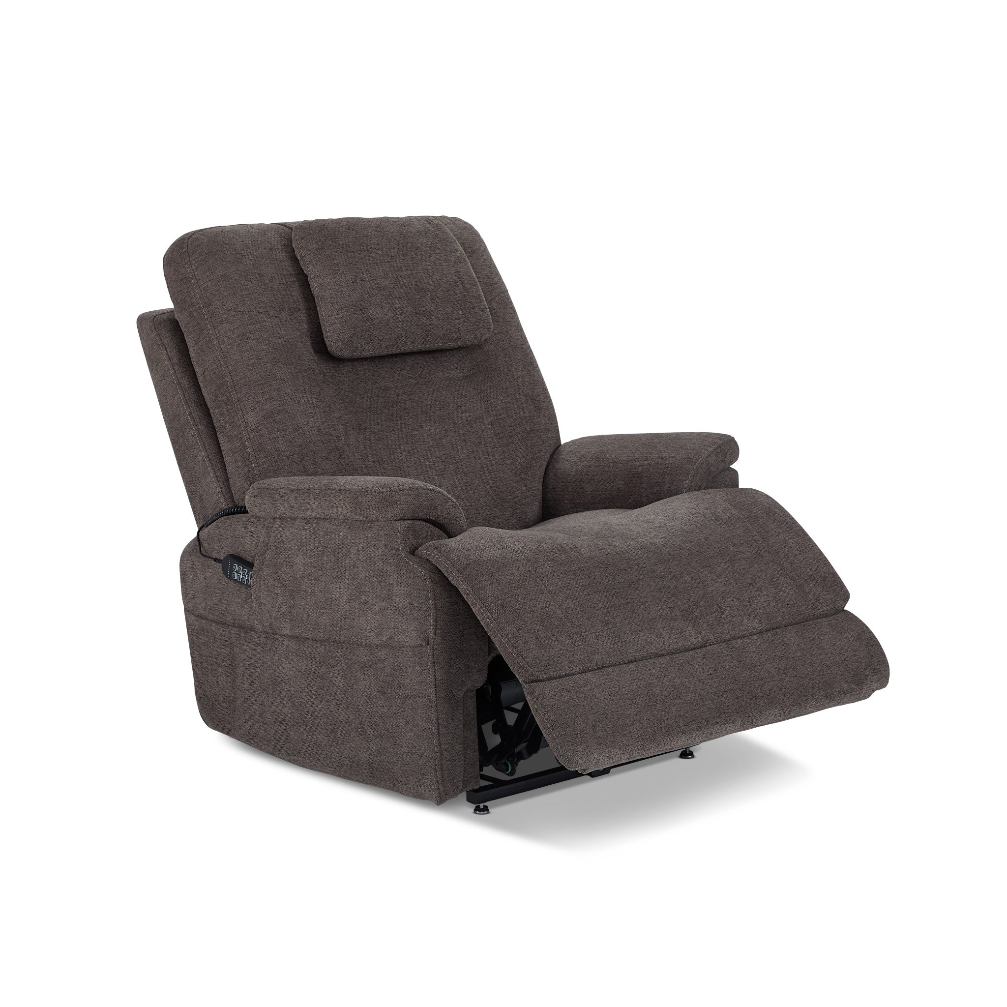 Zecliner Model 2+ Umber Fabric Power Lift Sleep Recliner with Power Headrest, Lumbar, Heat & Massage