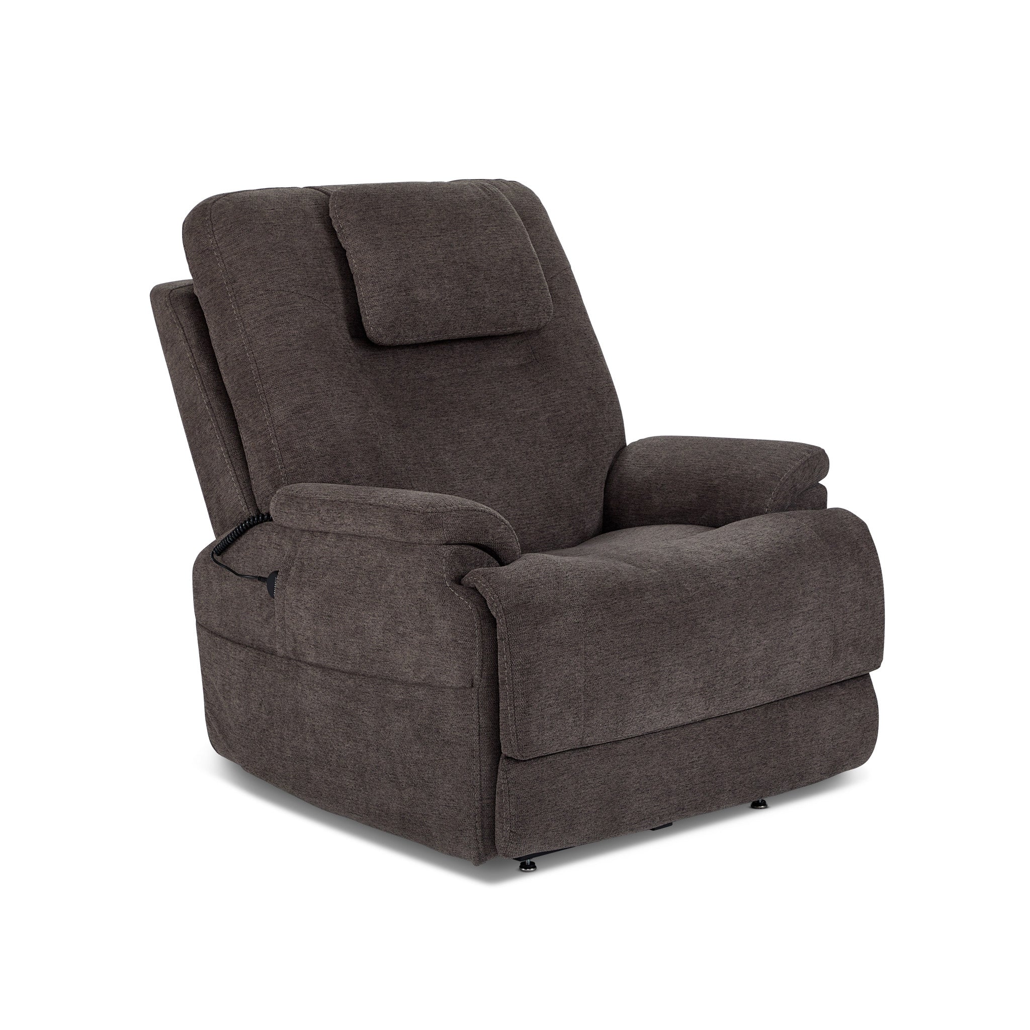 Zecliner Model 2+ Umber Fabric Power Lift Sleep Recliner with Power Headrest, Lumbar, Heat & Massage