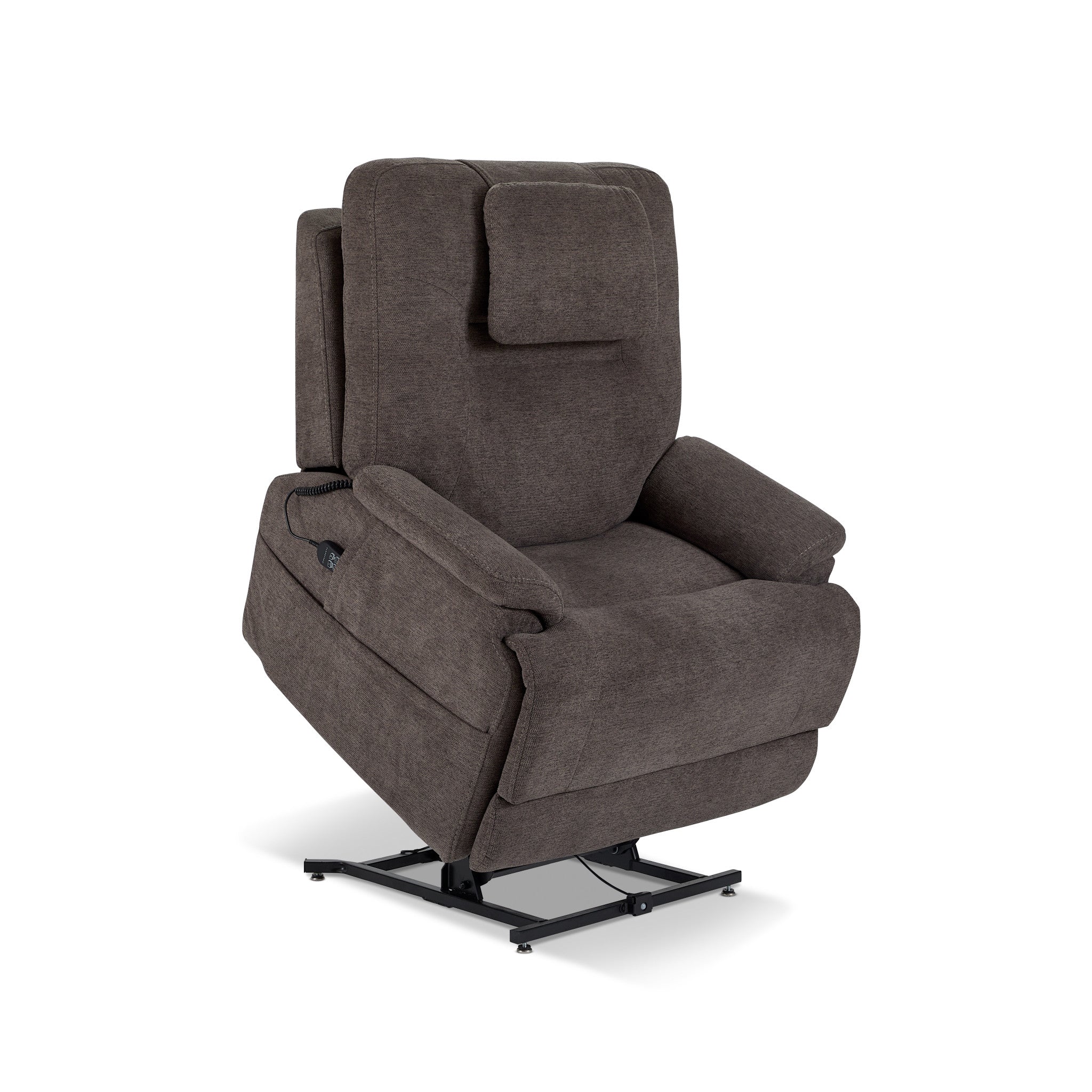 Zecliner Model 2+ Umber Fabric Power Lift Sleep Recliner with Power Headrest, Lumbar, Heat & Massage
