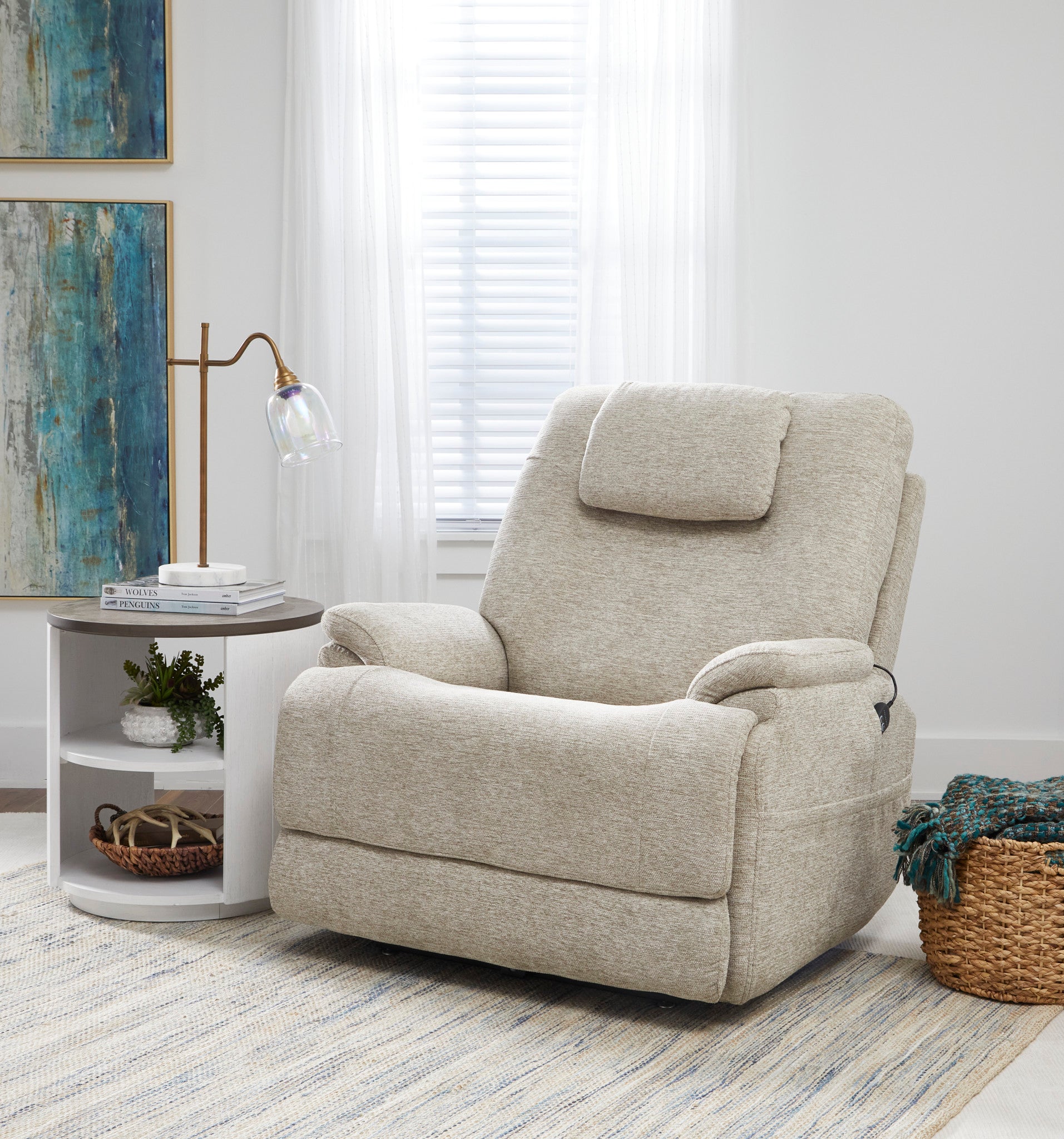 Zecliner Model 2+ Fabric Power Lift Sleep Recliner with Power Headrest, Lumbar, Heat & Massage