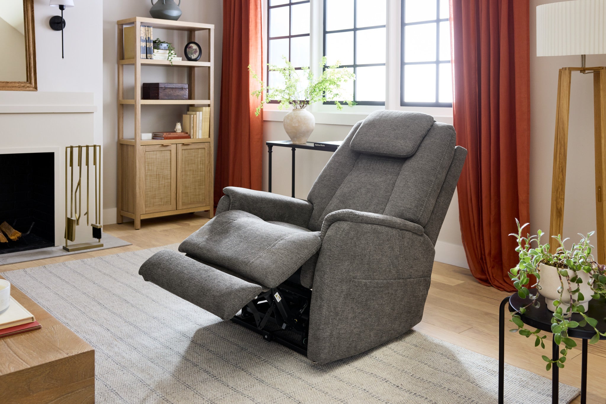 Zecliner Model 3+ Umber Fabric Power Lift Sleep Recliner with Power Headrest, Lumbar, Heat & Massage