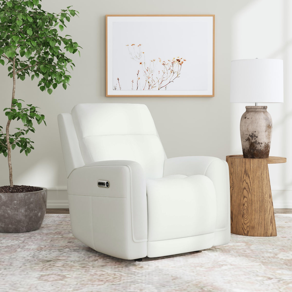 Alister Leather Power Gliding Recliner with Power Headrest and Lumbar