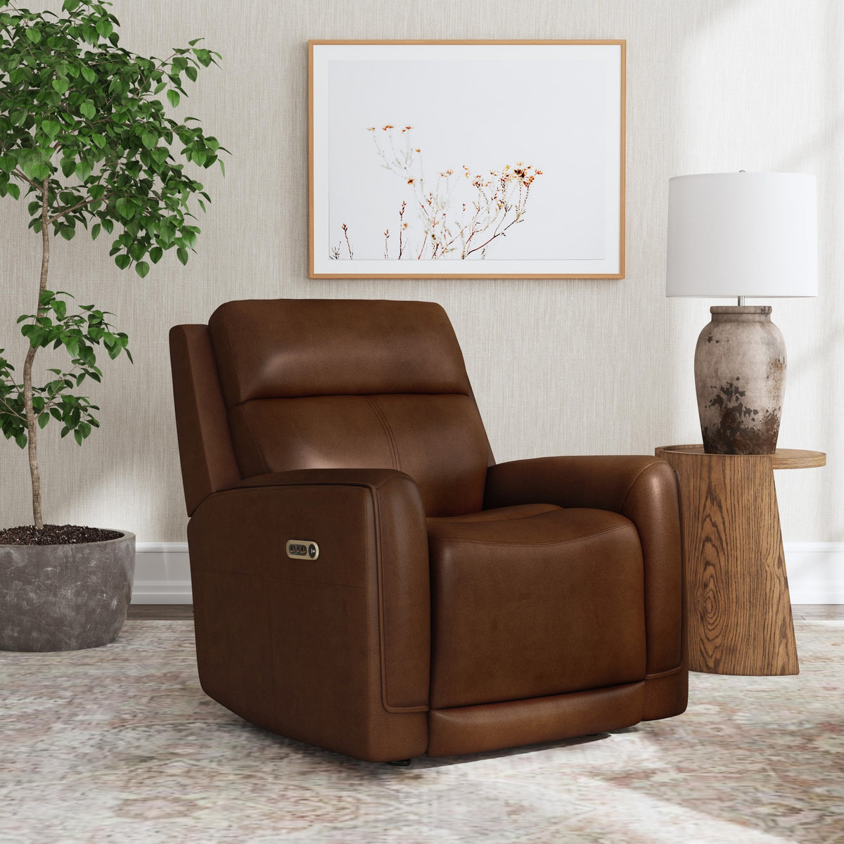 Alister Leather Power Gliding Recliner with Power Headrest and Lumbar