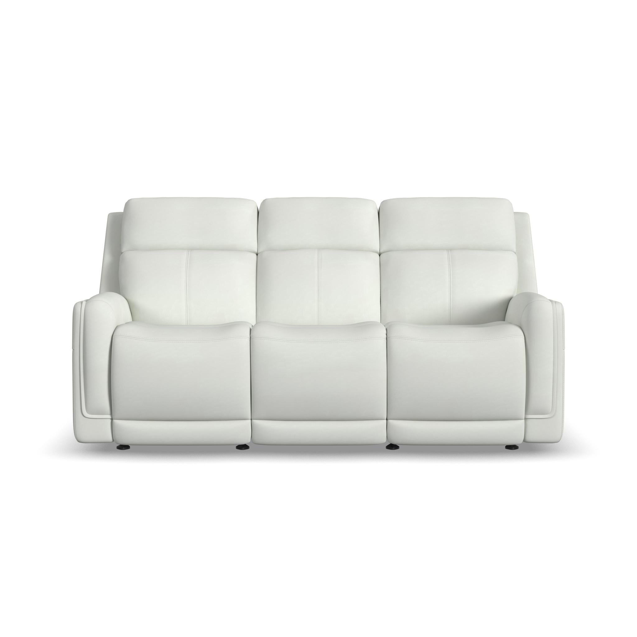 Alister Porcelain Leather Power Gliding Sofa with Power Headrests & Lumbar