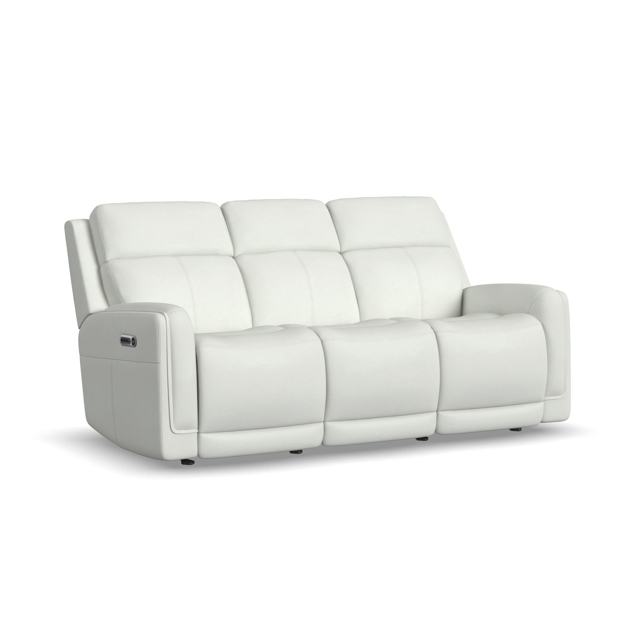 Alister Porcelain Leather Power Gliding Sofa with Power Headrests & Lumbar