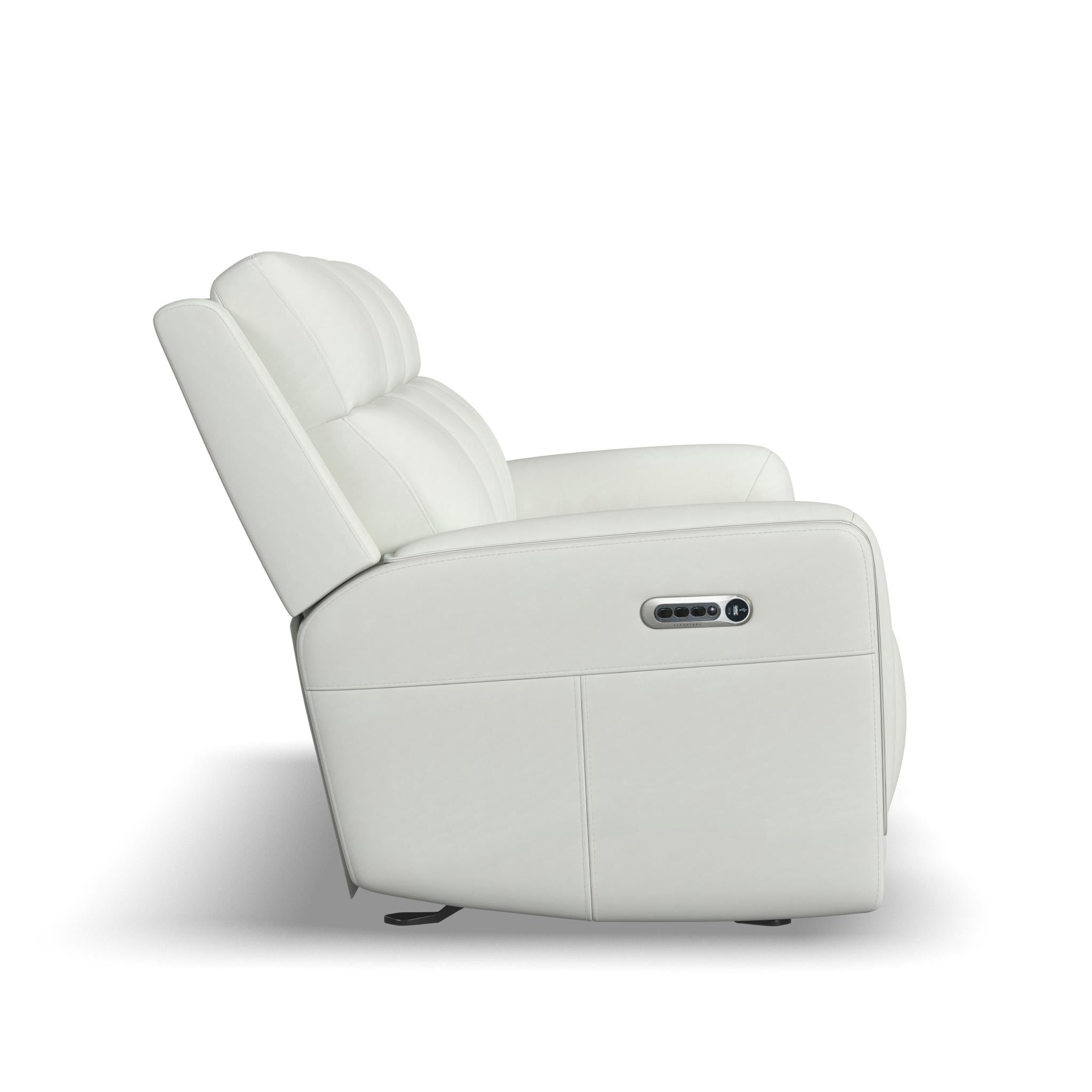 Alister Porcelain Leather Power Gliding Sofa with Power Headrests & Lumbar