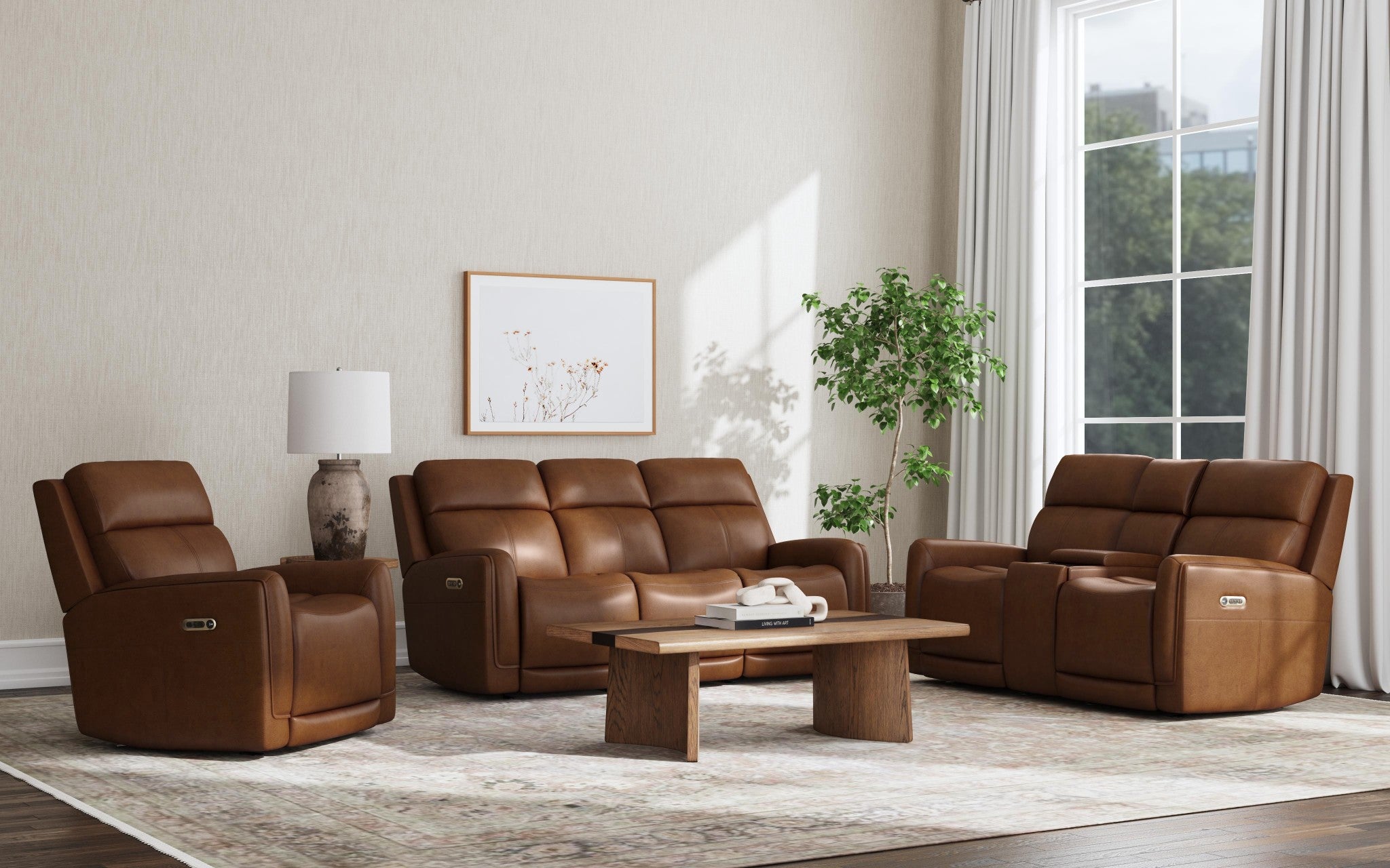 Alister Sedona Leather Power Gliding Sofa with Power Headrests