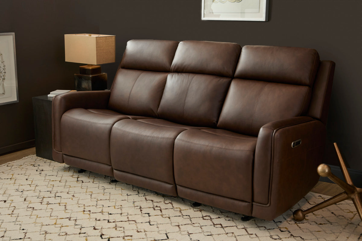 Alister Leather Power Gliding Sofa with Power Headrests & Lumbar