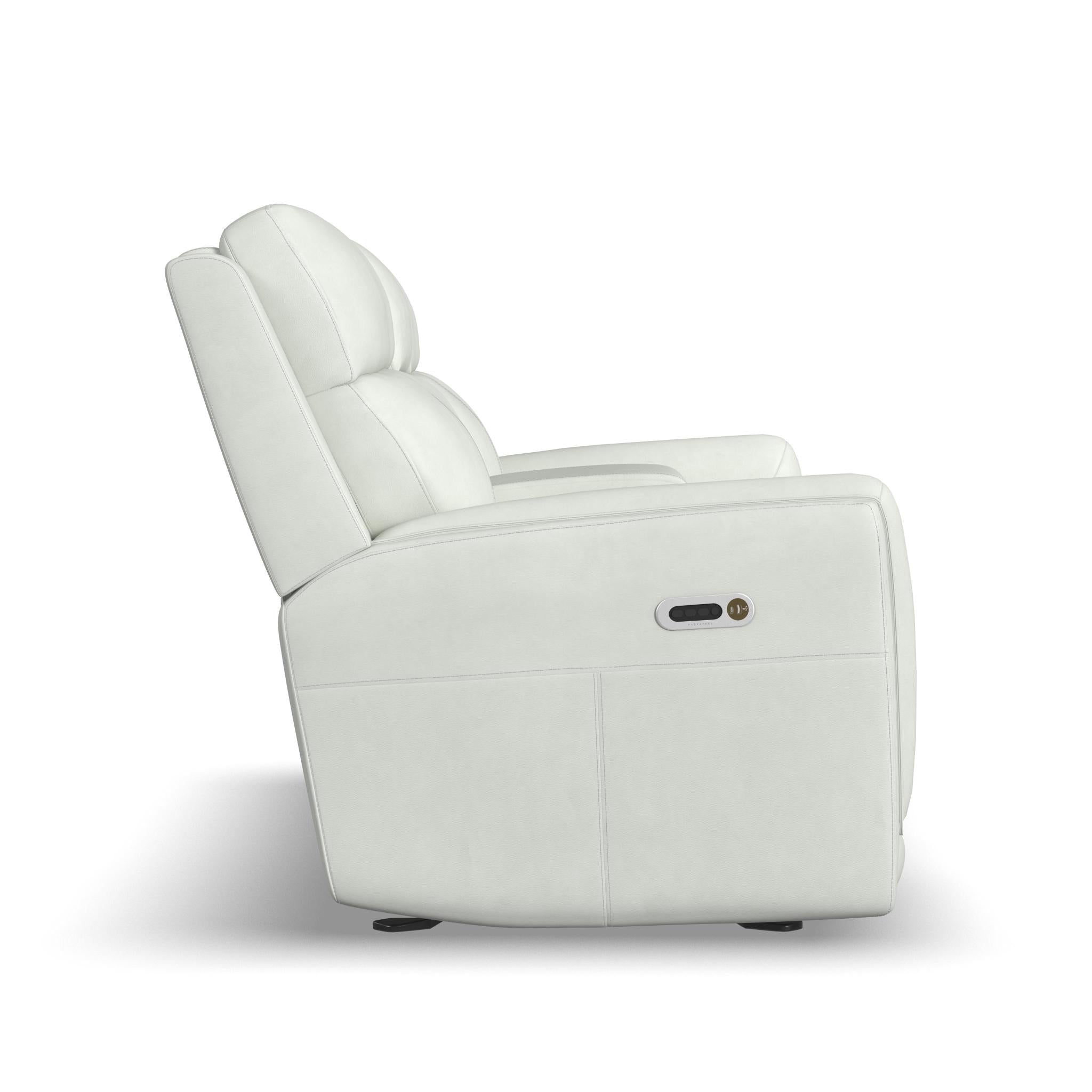 Alister Leather Power Gliding Loveseat with Console, Power Headrests & Lumbar