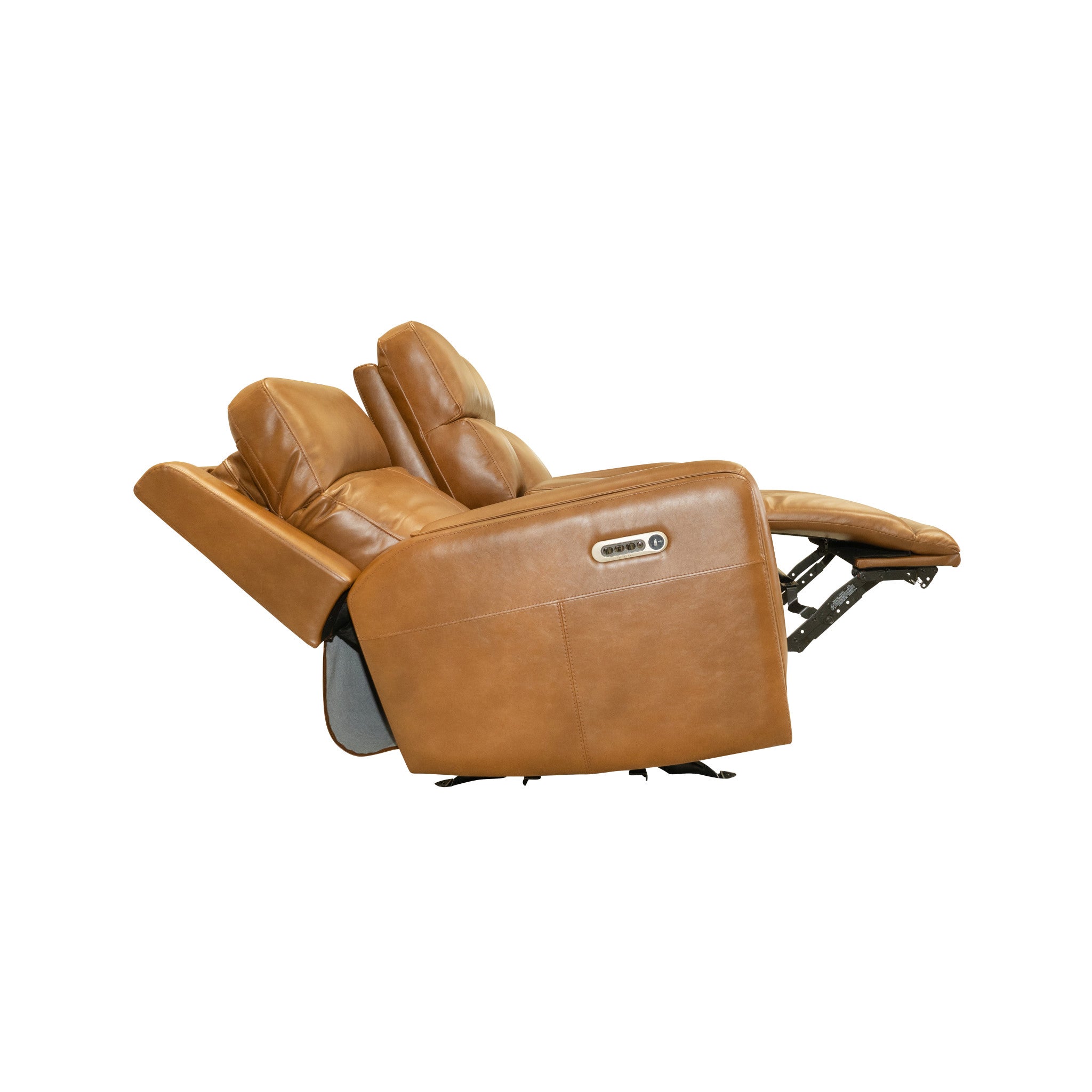 Alister Leather Power Gliding Loveseat with Console, Power Headrests & Lumbar