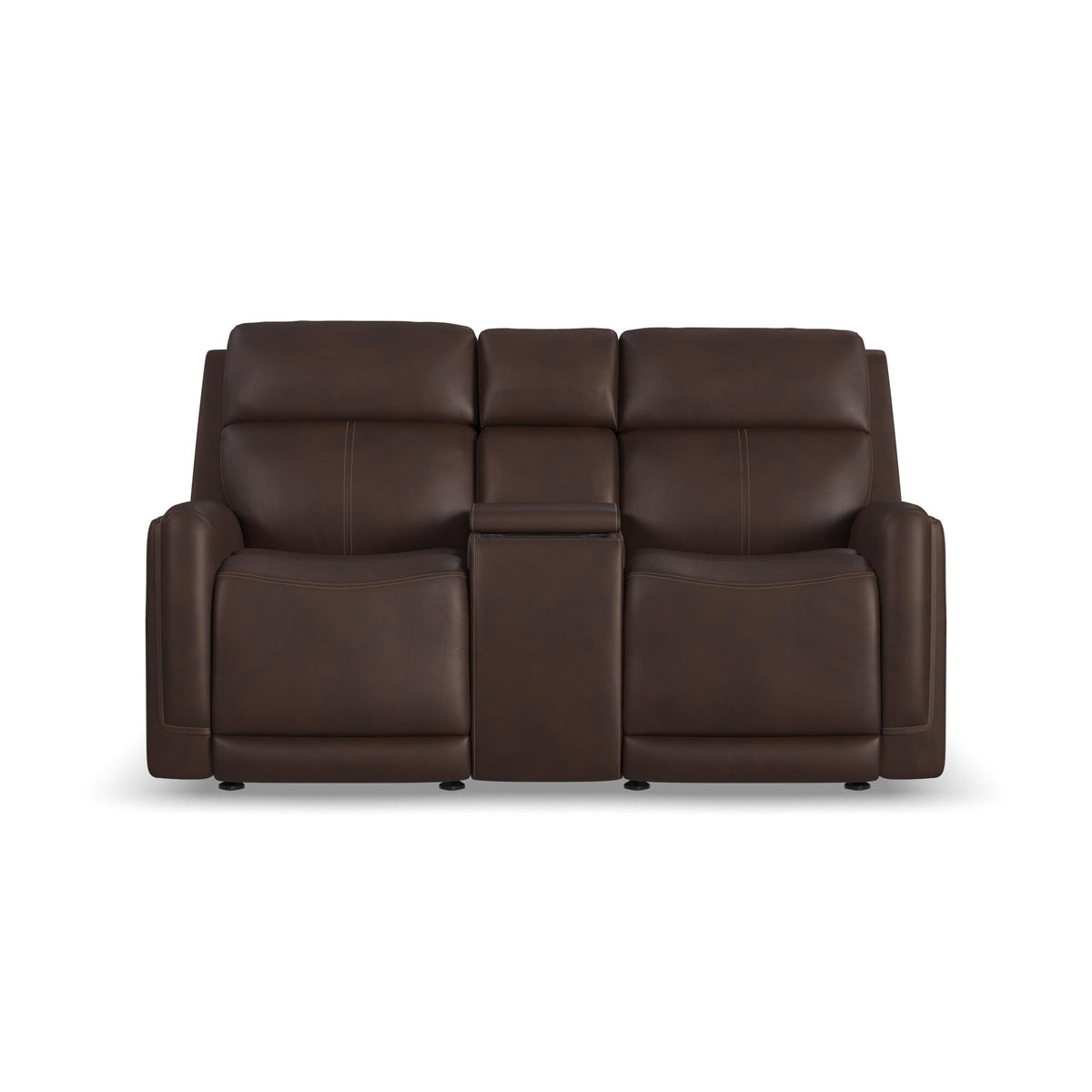 Alister Leather Power Gliding Loveseat with Console, Power Headrests & Lumbar