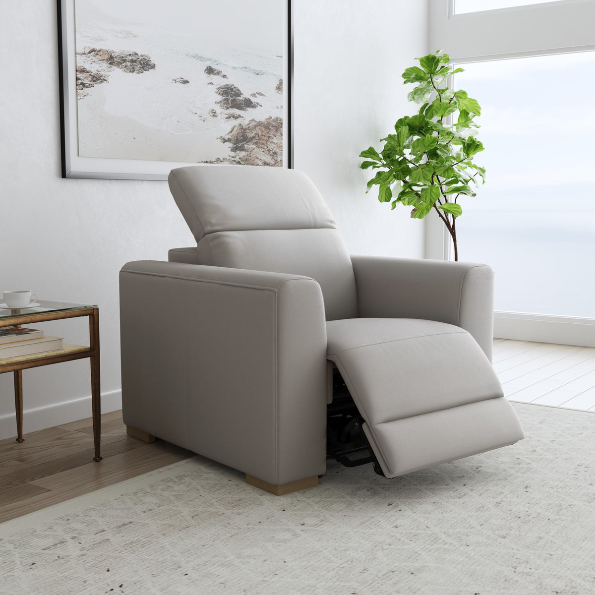 Aurora Leather Power Recliner with Power Headrest