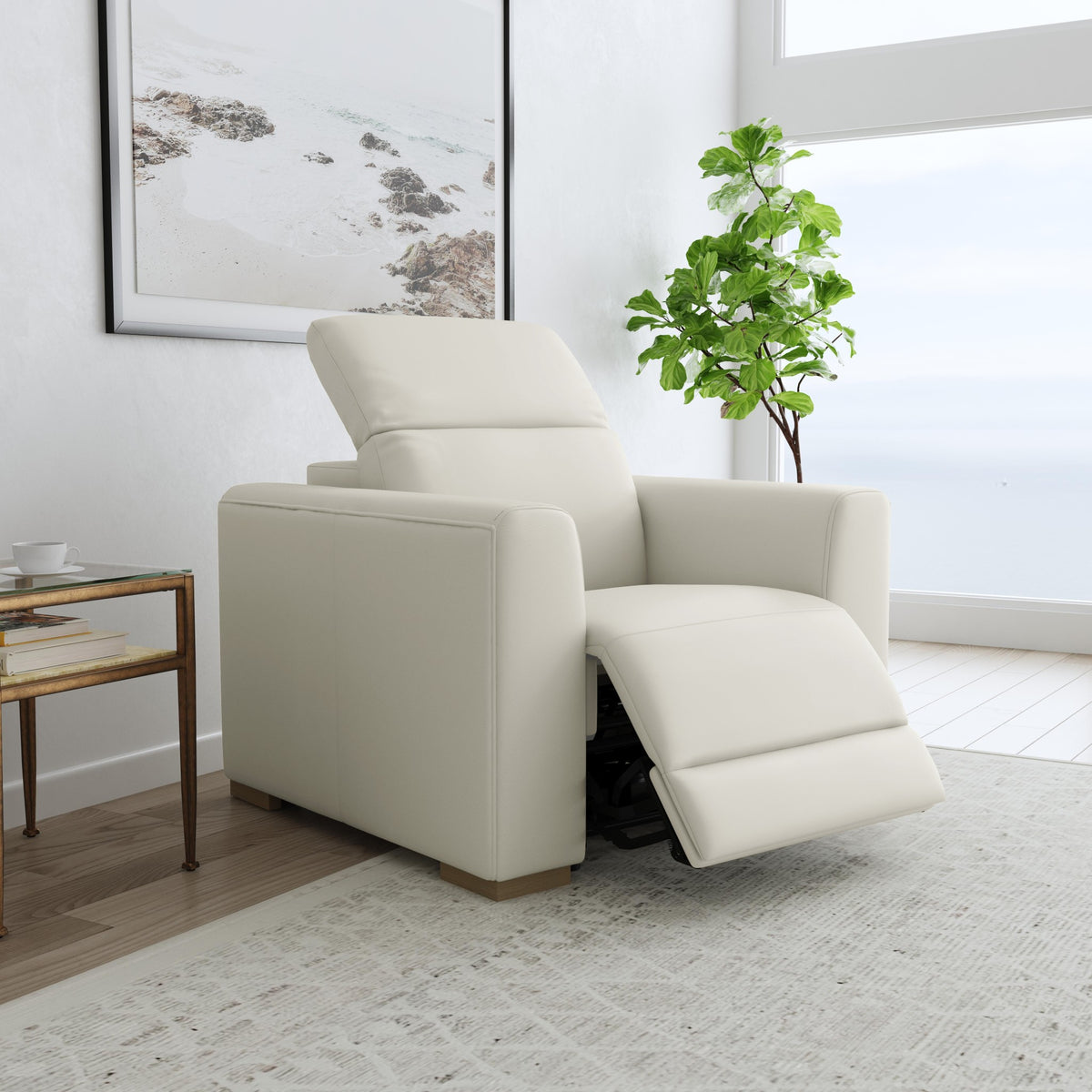 Aurora Leather Power Recliner with Power Headrest