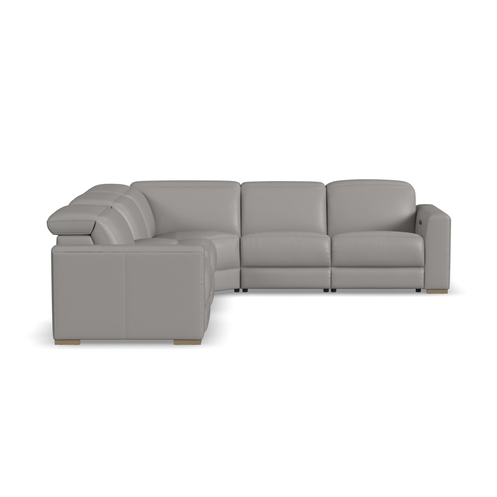 Aurora Ash Leather Power Reclining Sectional with Power Headrests