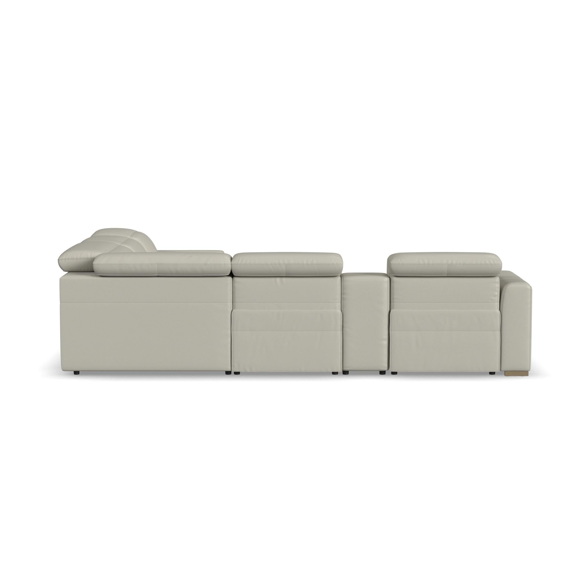 Aurora Coconut Milk Leather Power Reclining Sectional with Power Headrests