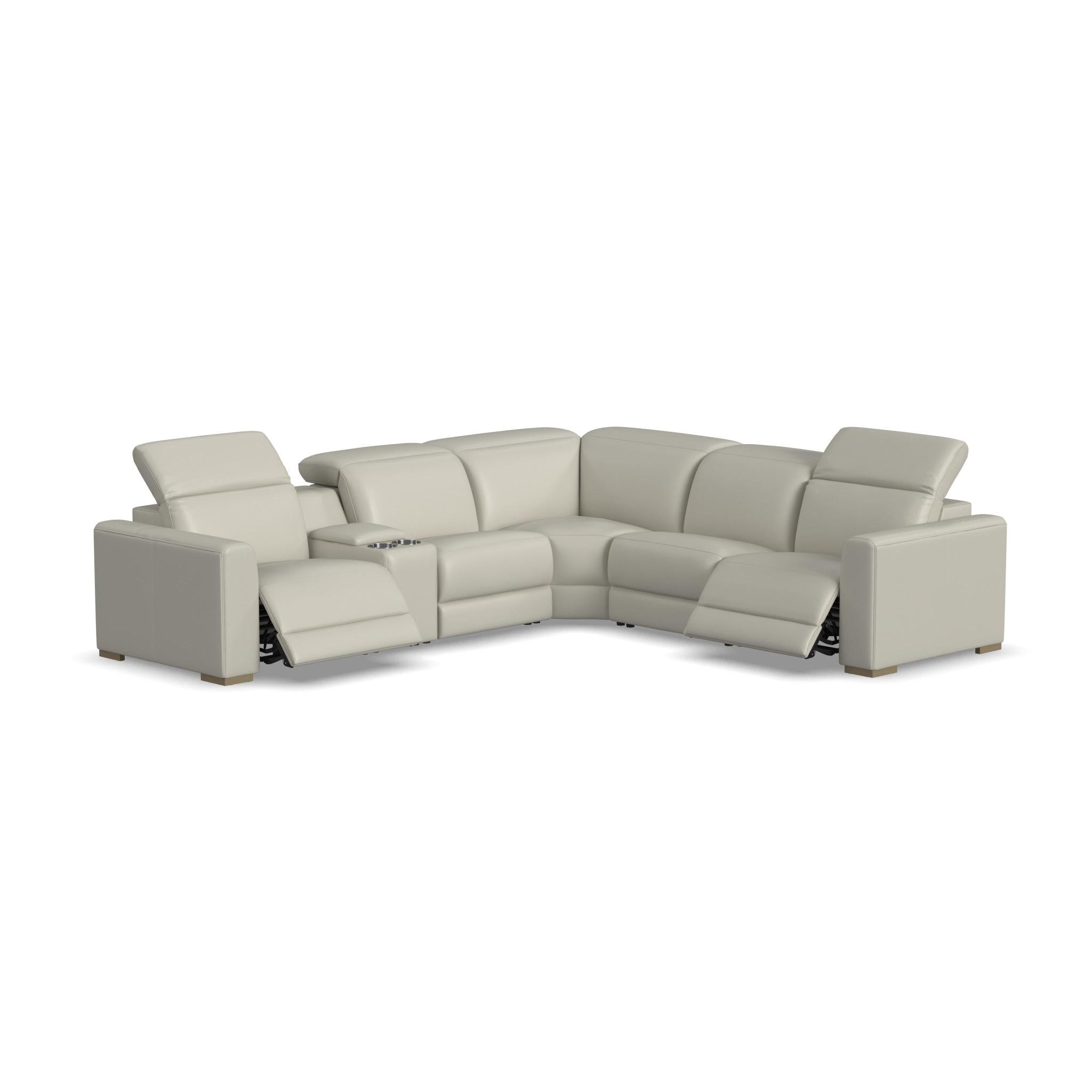 Aurora Coconut Milk Leather Power Reclining Sectional with Power