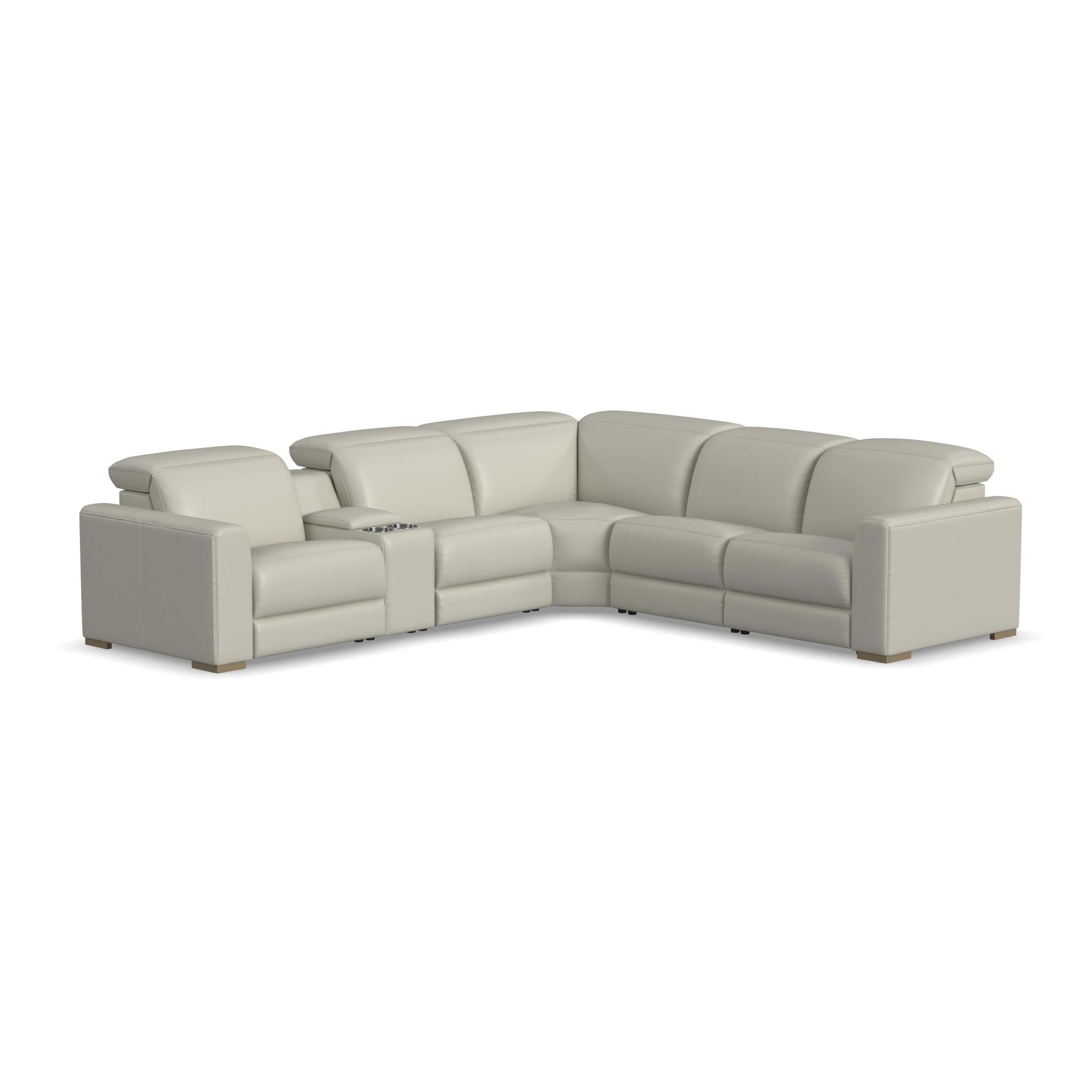 Aurora Coconut Milk Leather Power Reclining Sectional with Power