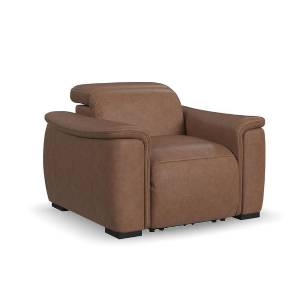 Camden Dusty Taupe Leather Power Recliner with Power Headrest
