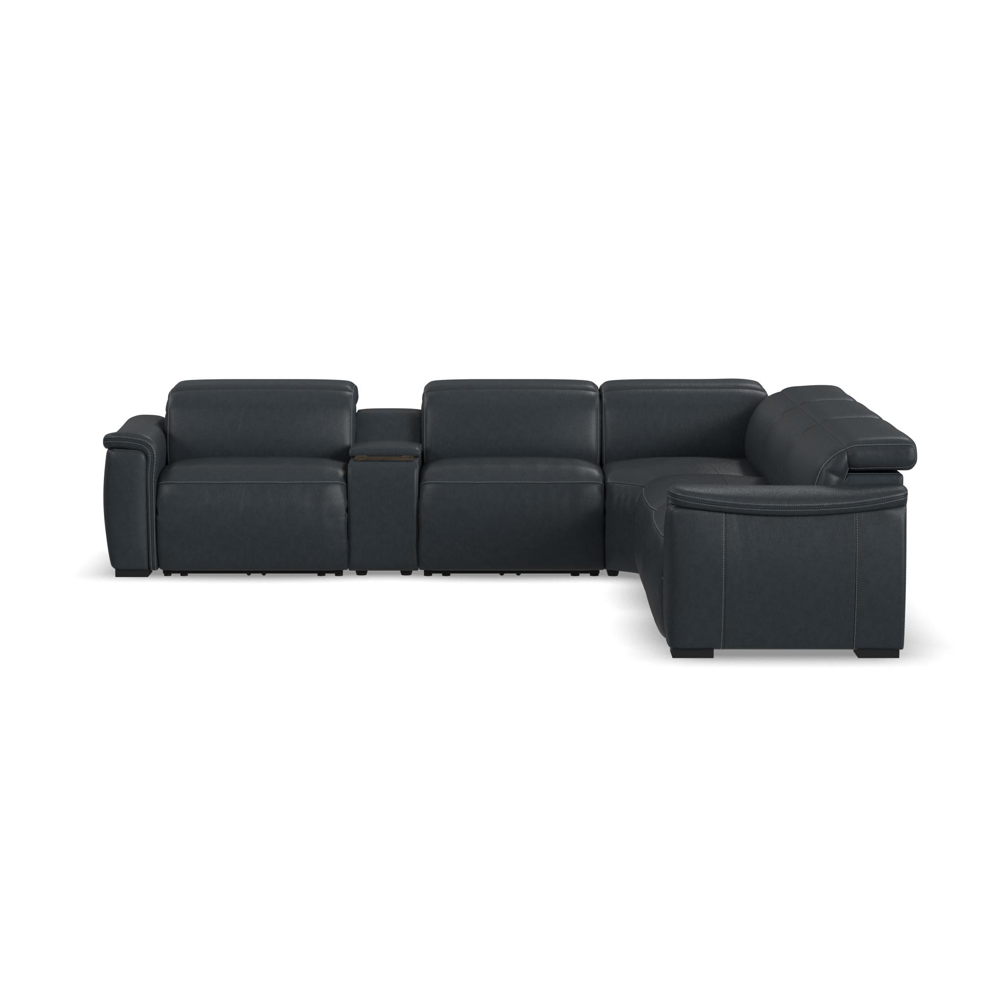 Camden Leather Power Reclining Sectional with Power Headrest