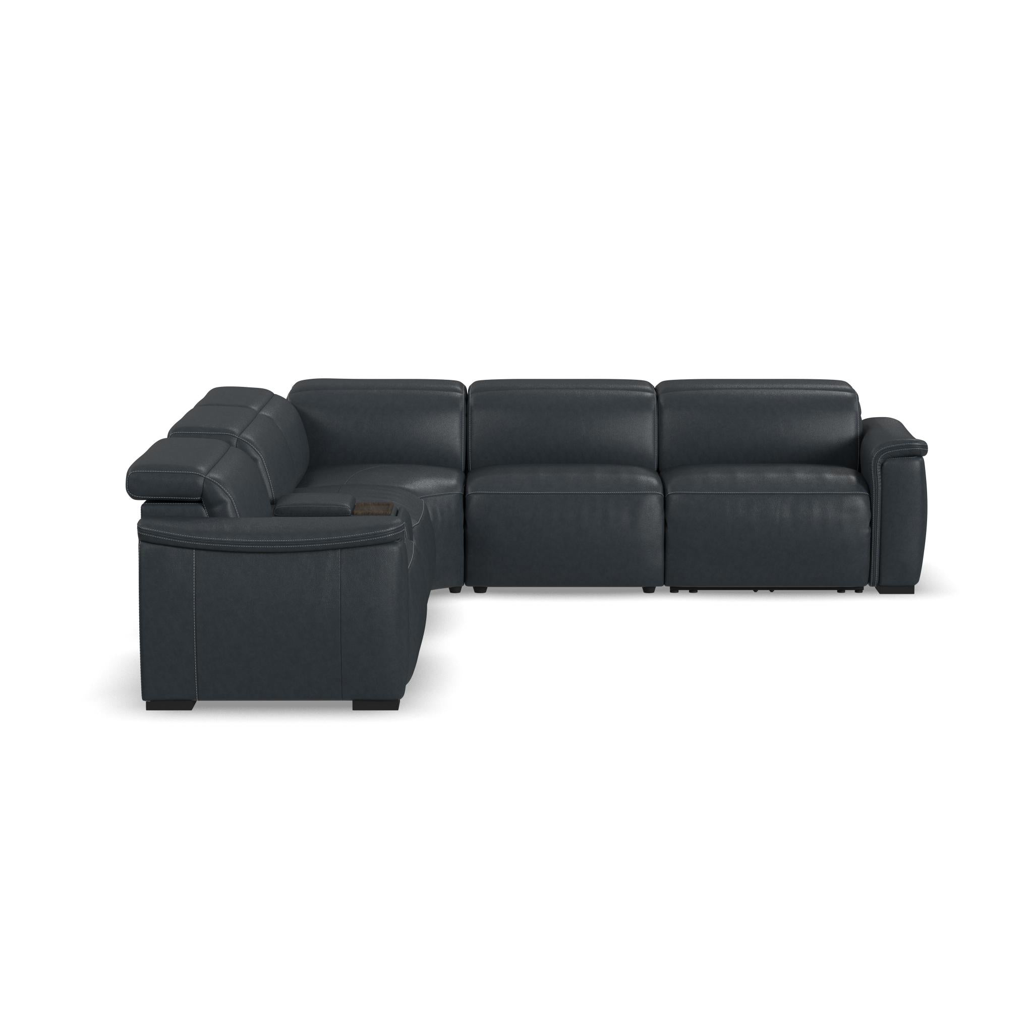 Camden Leather Power Reclining Sectional with Power Headrest