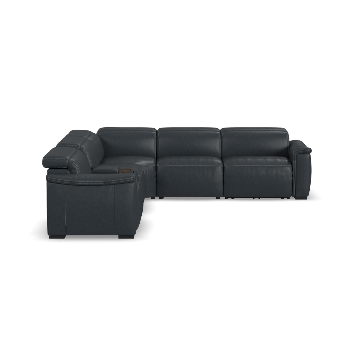 Camden Leather Power Reclining Sectional with Power Headrest