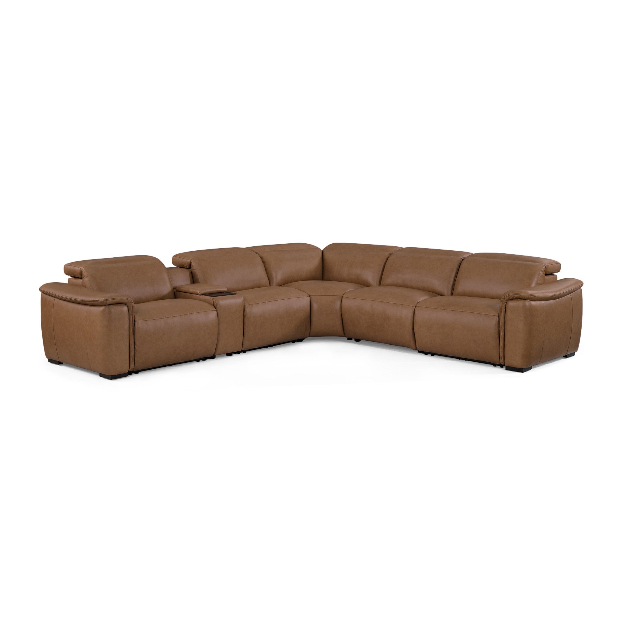 Camden Dusty Taupe Leather Power Reclining Sectional with Power Headrest