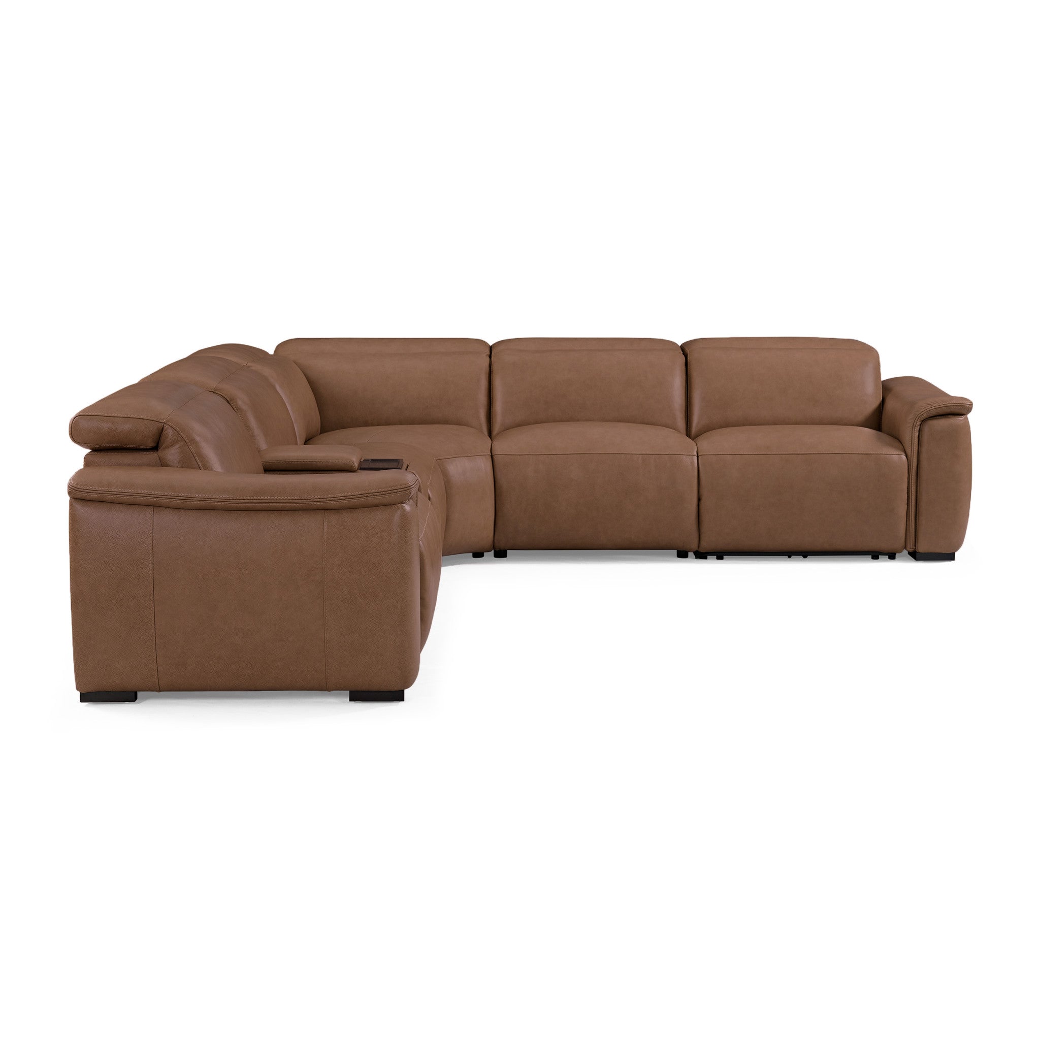 Camden Dusty Taupe Leather Power Reclining Sectional with Power Headrest