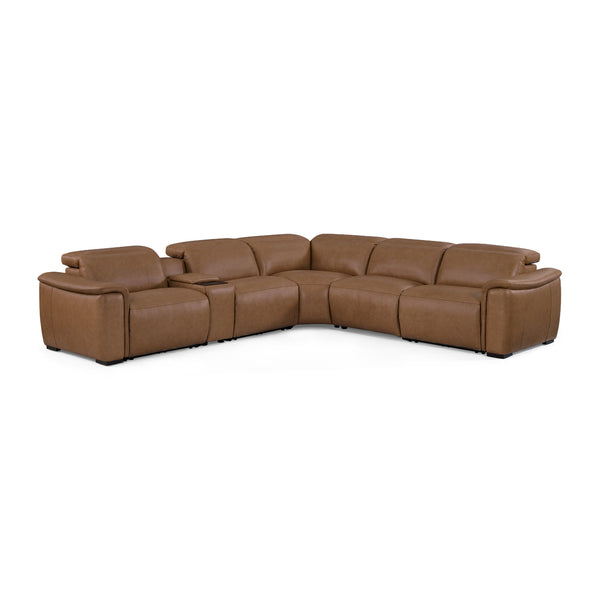 Camden Leather Power Reclining Sectional with Power Headrest