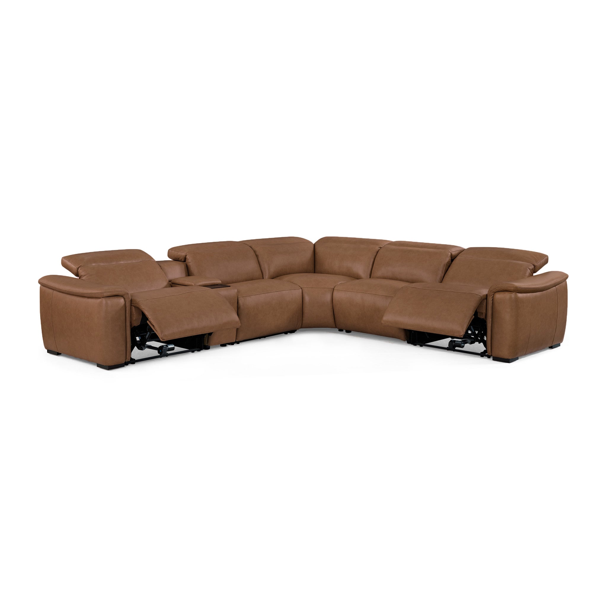Camden Leather Power Reclining Sectional with Power Headrest