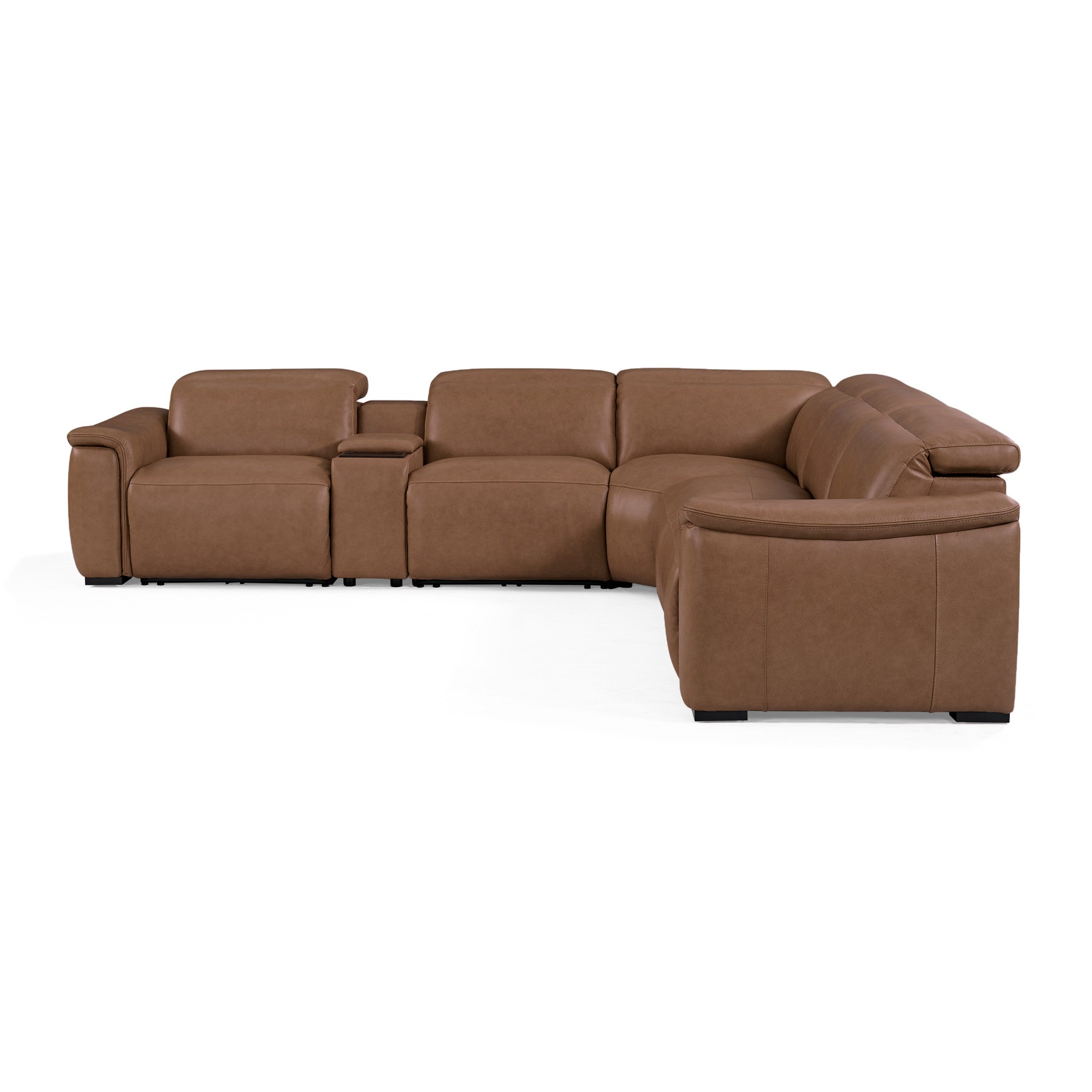 Camden Leather Power Reclining Sectional with Power Headrest