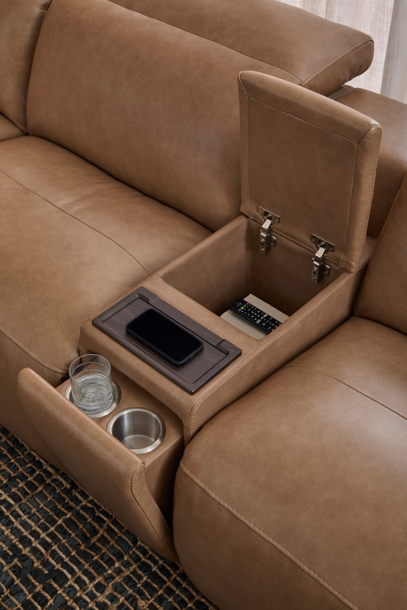 Camden Leather Power Reclining Sectional with Power Headrest