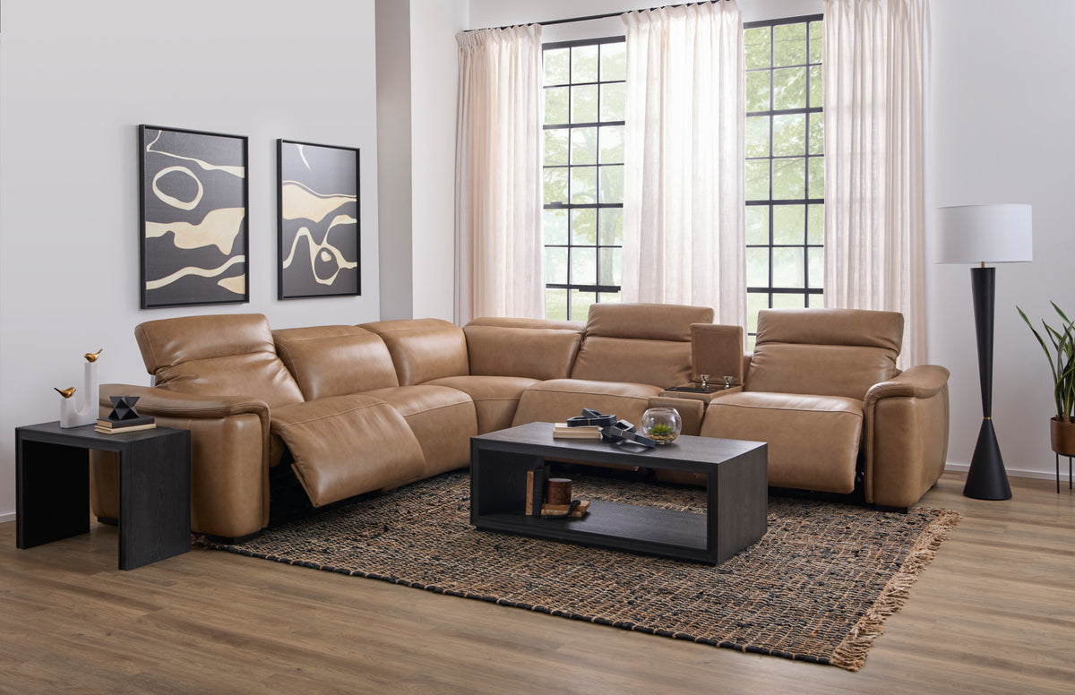 Camden Leather Power Reclining Sectional with Power Headrest