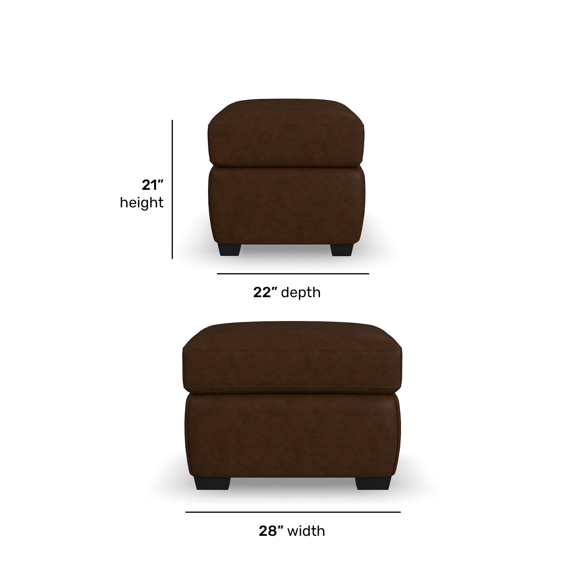 Hudson Woodland Leather Ottoman