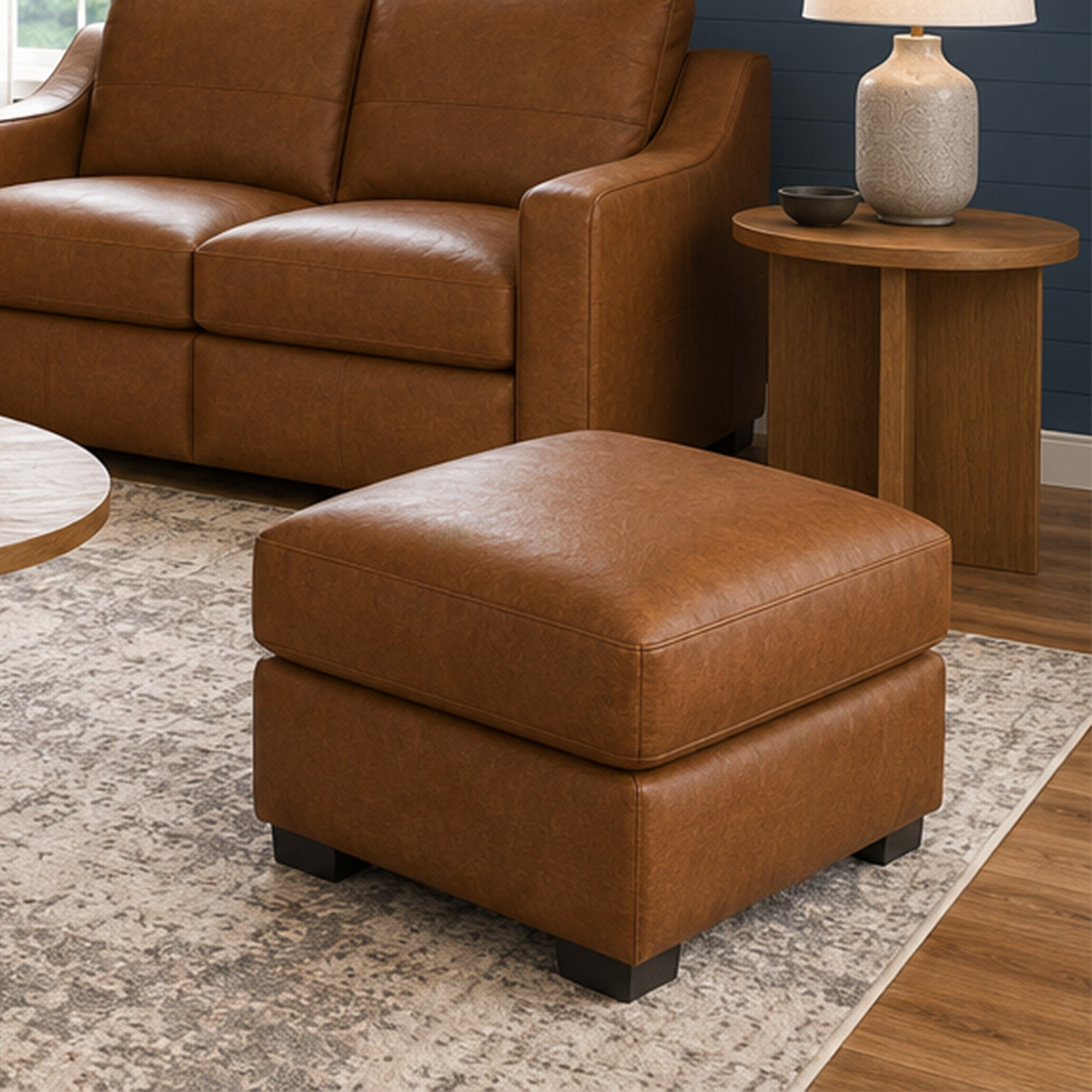 Hudson Leather Ottoman
