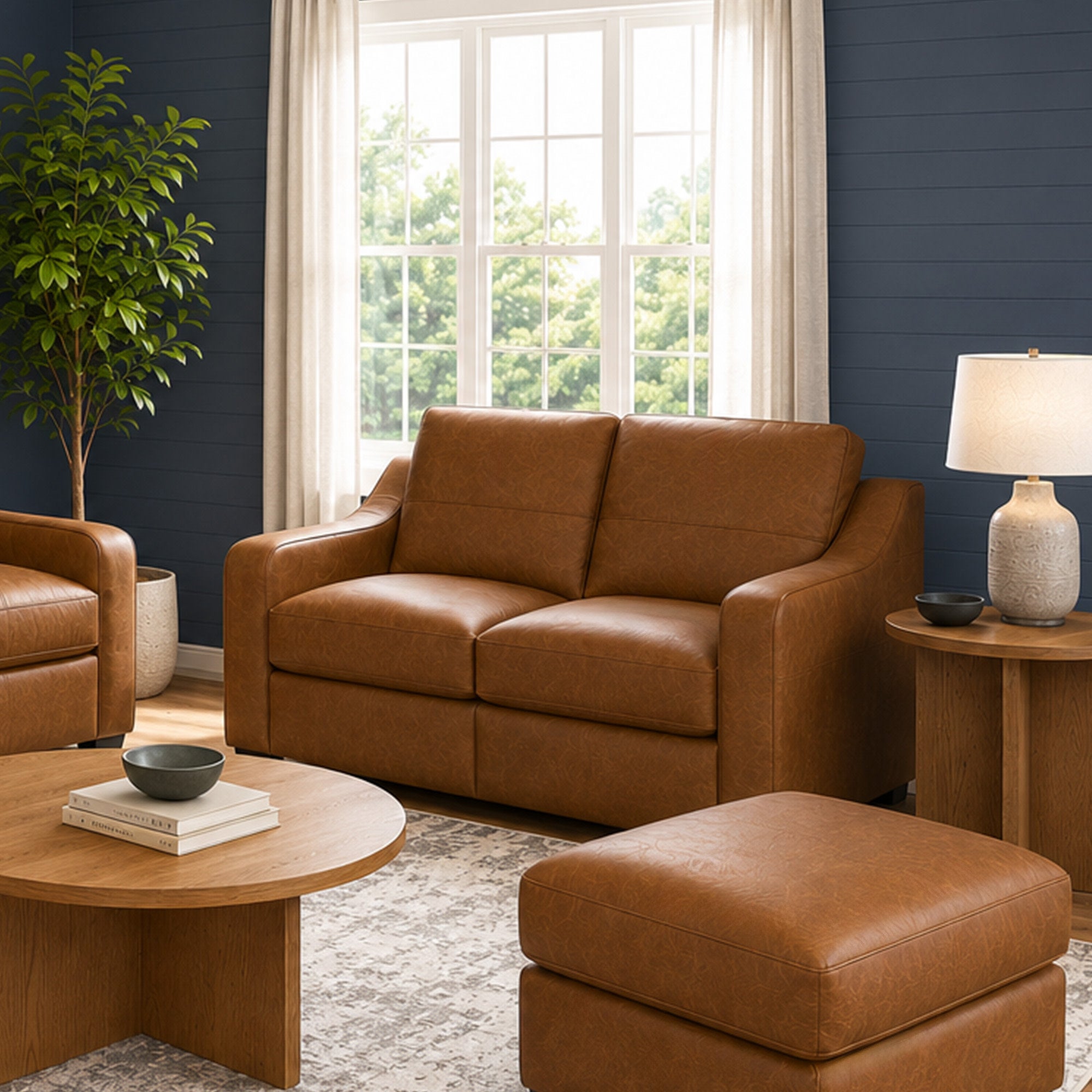 Hudson Autumn Leather Loveseat