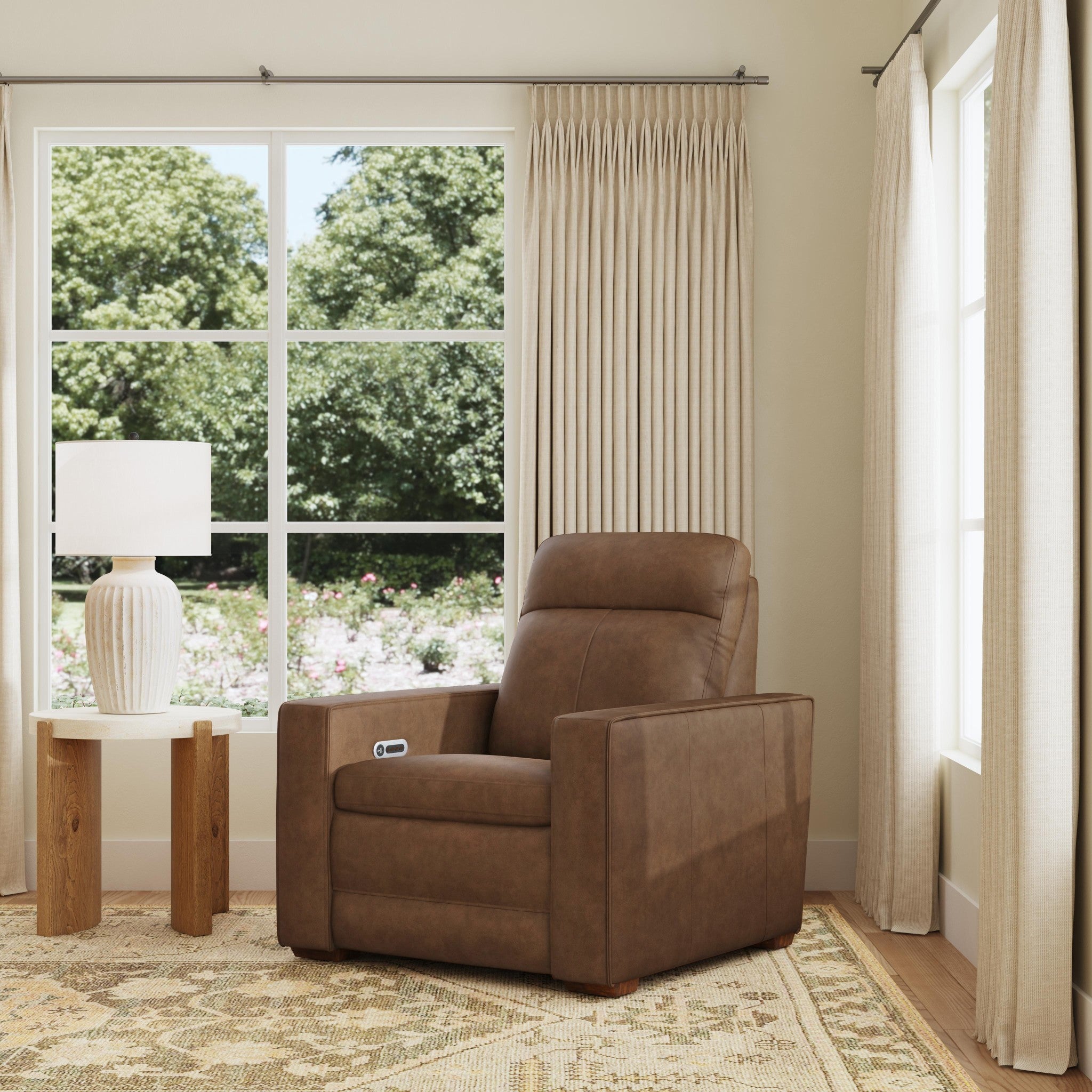 Dutch Brown Leather Power Recliner with Power Headrest & Lumbar