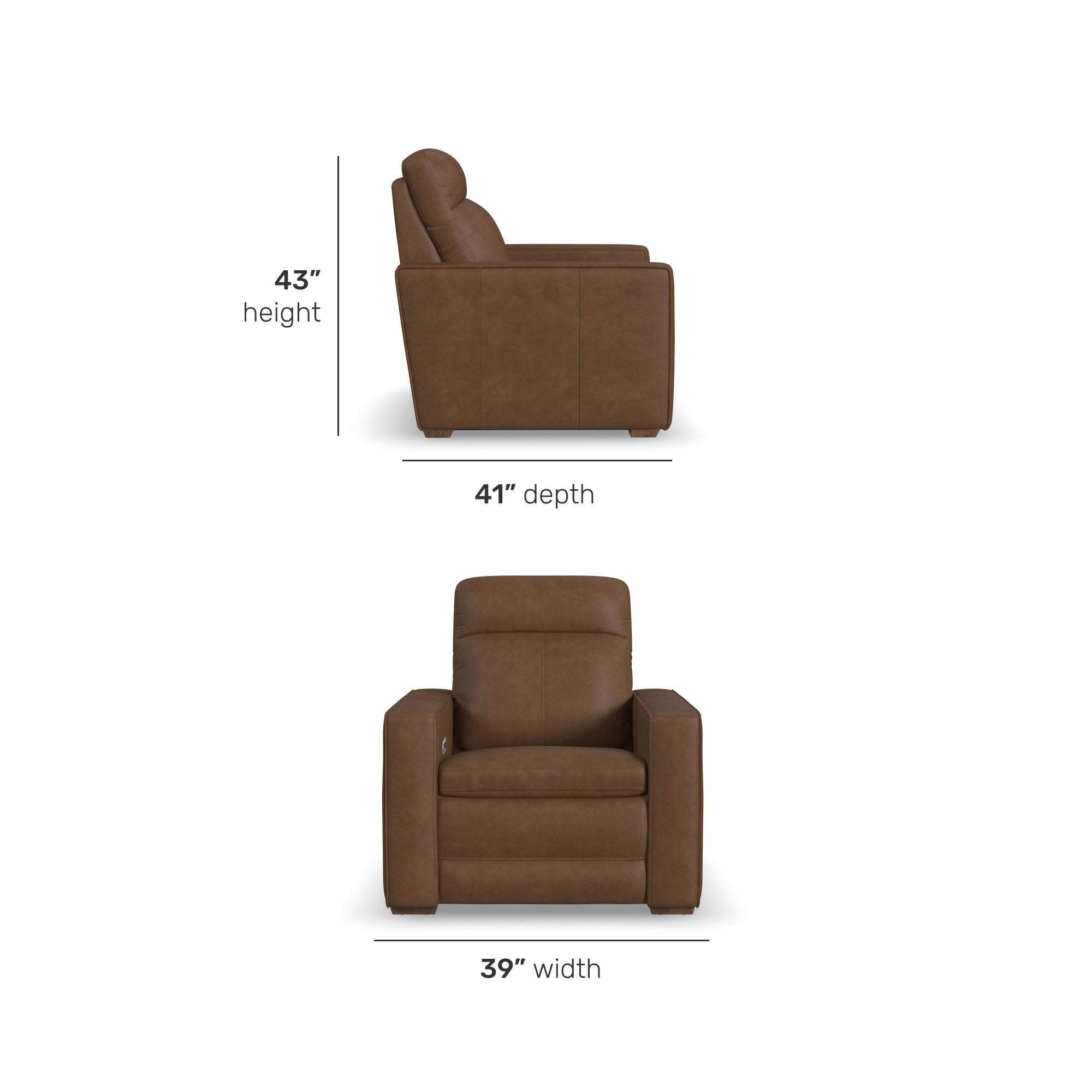 Dutch Brown Leather Power Recliner with Power Headrest & Lumbar