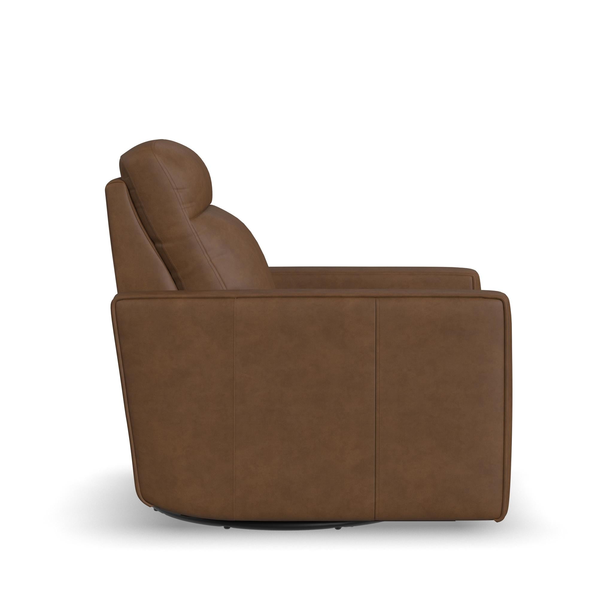 Dutch Leather Power Swivel Gliding Recliner with Power Headrest, Lumbar, Heat & Massage
