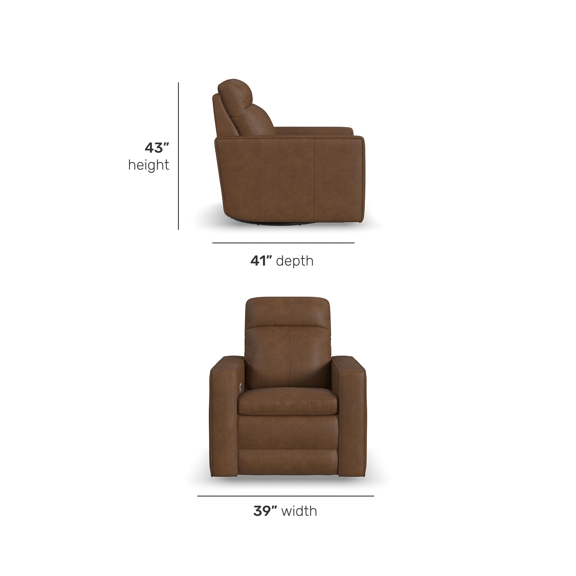 Dutch Leather Power Swivel Gliding Recliner with Power Headrest, Lumbar, Heat & Massage