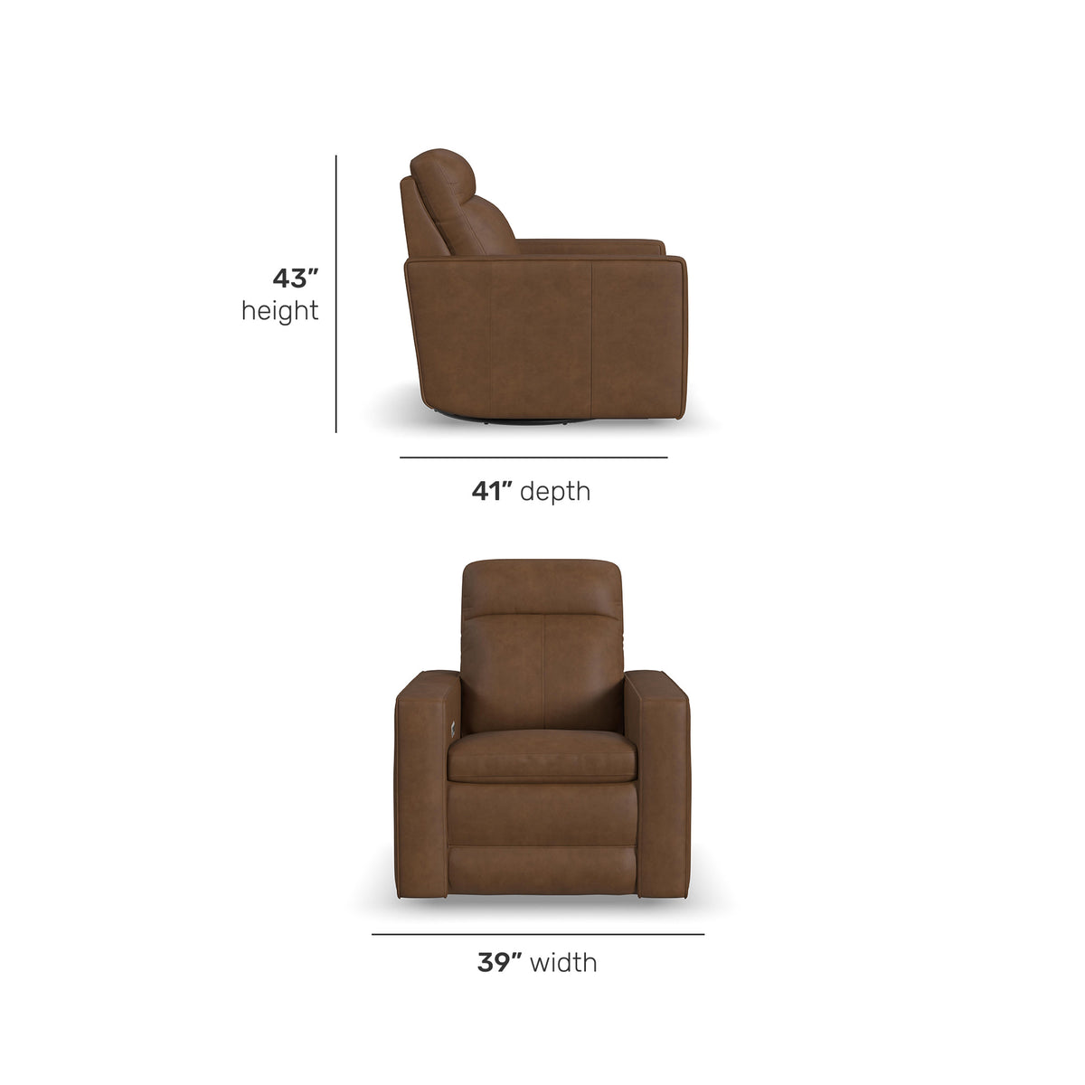 Dutch Leather Power Swivel Gliding Recliner with Power Headrest, Lumbar, Heat & Massage