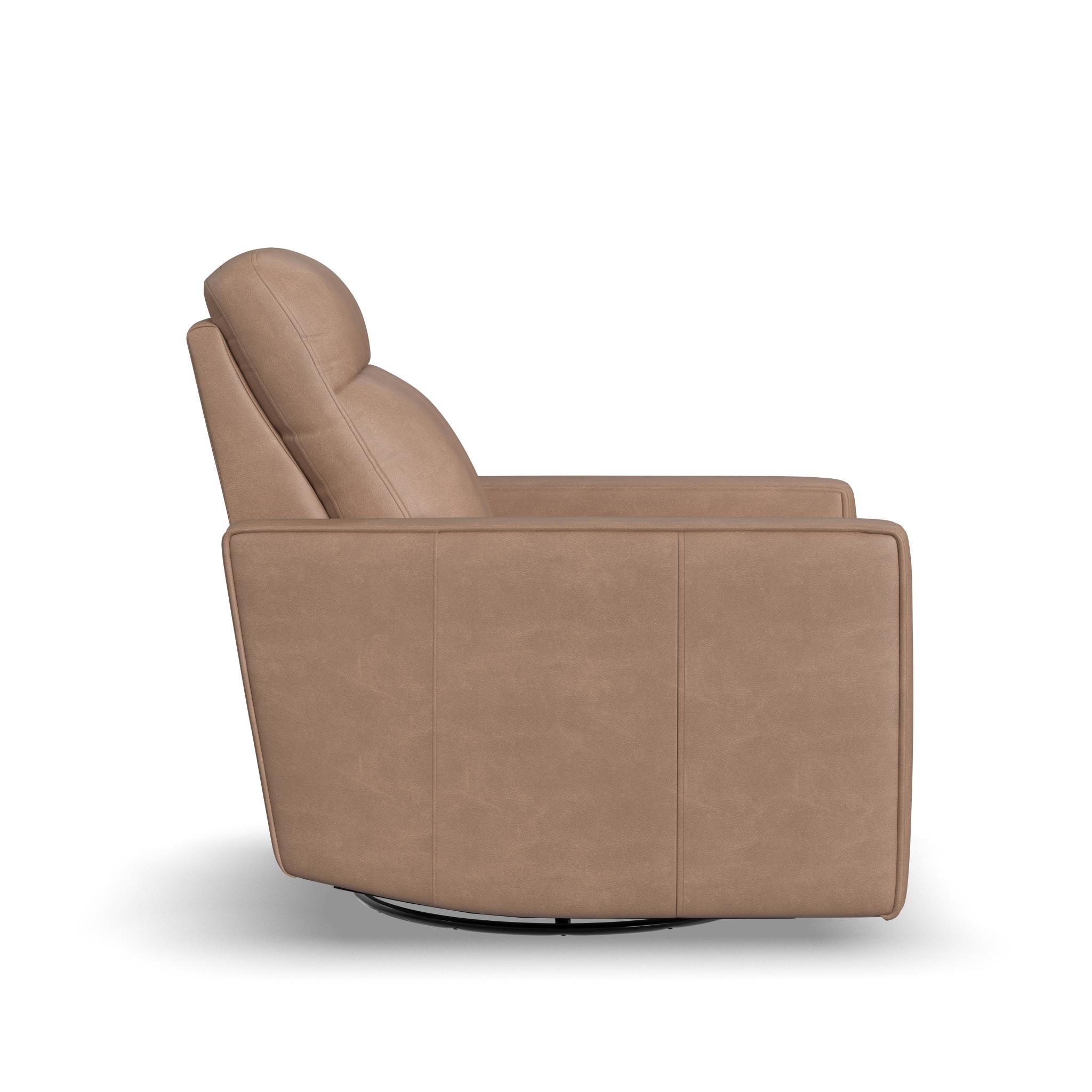 Dutch Leather Power Swivel Gliding Recliner with Power Headrest, Lumbar, Heat & Massage