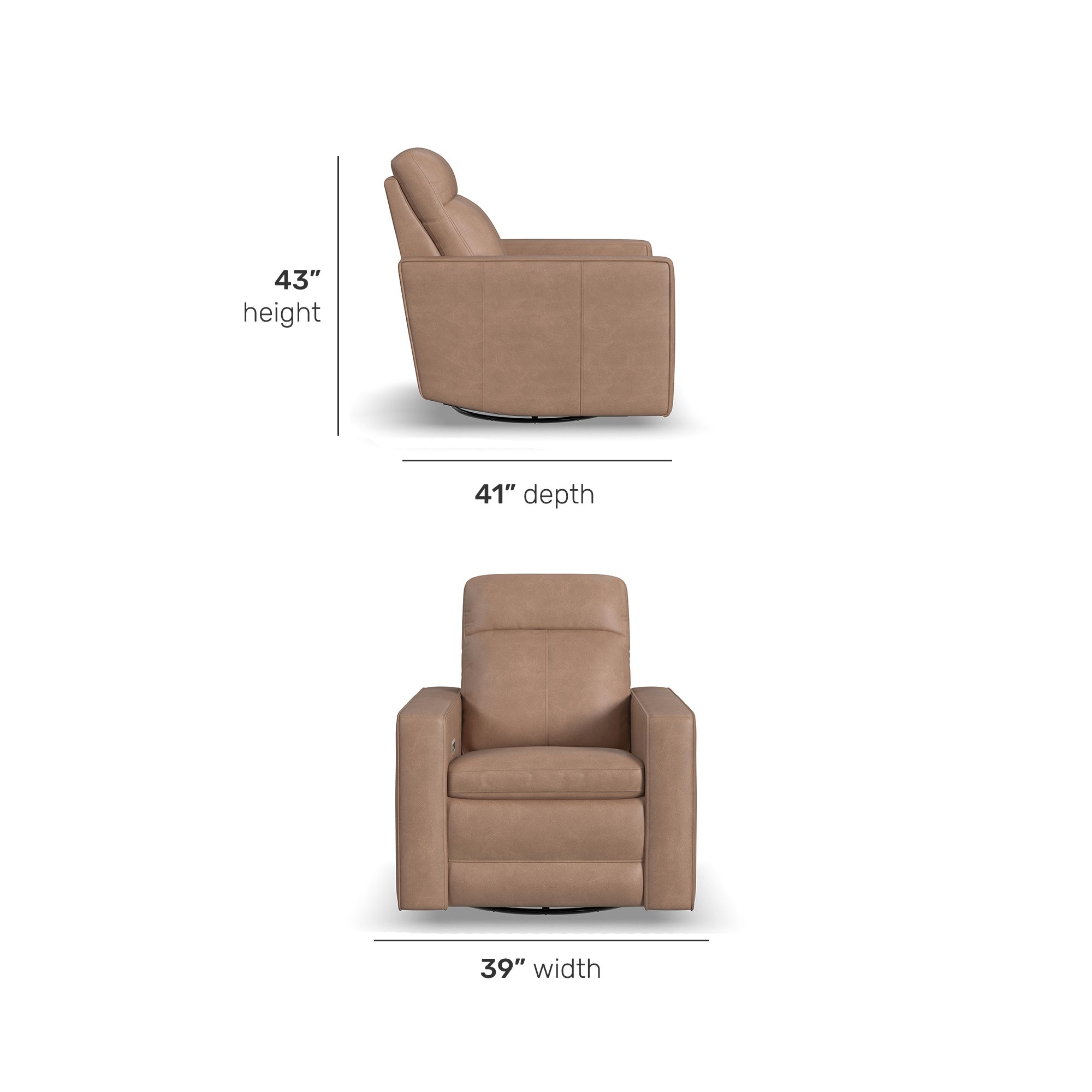 Dutch Leather Power Swivel Gliding Recliner with Power Headrest, Lumbar, Heat & Massage