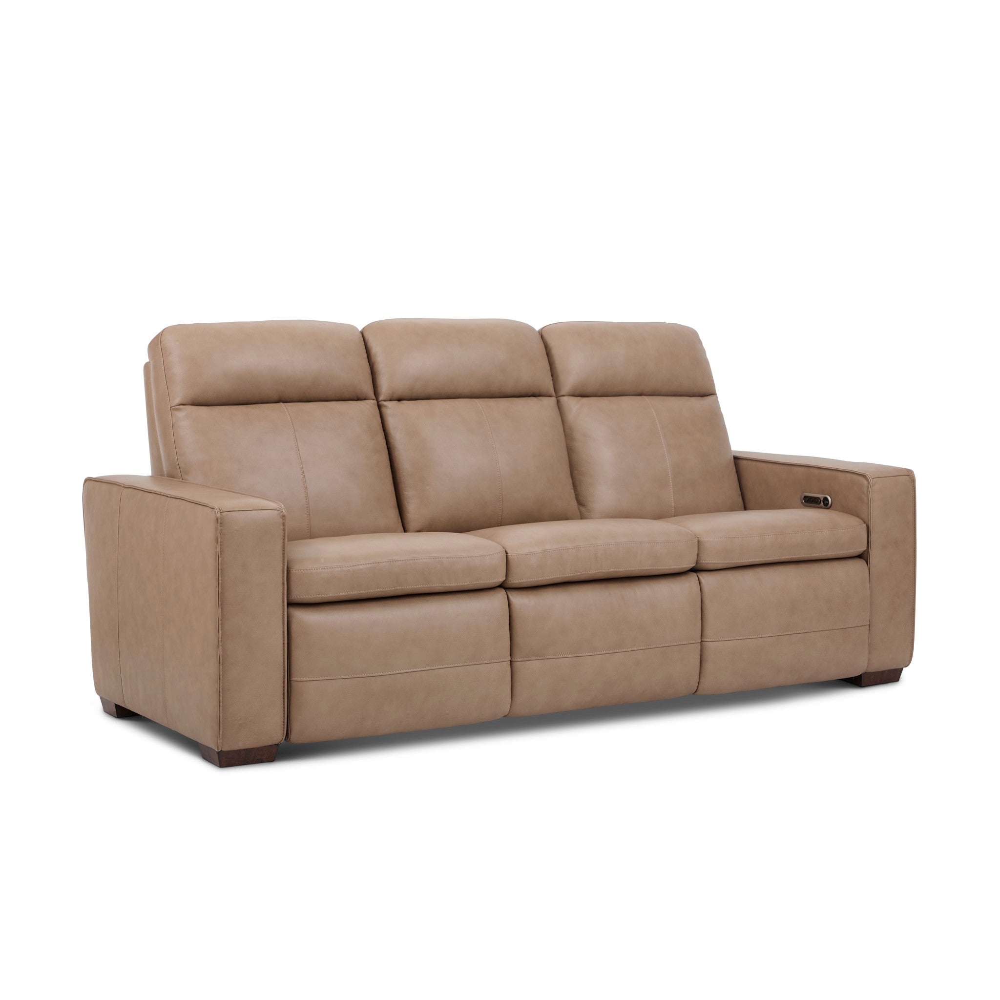 Dutch Leather Power Reclining Sofa with Console, Power Headrest