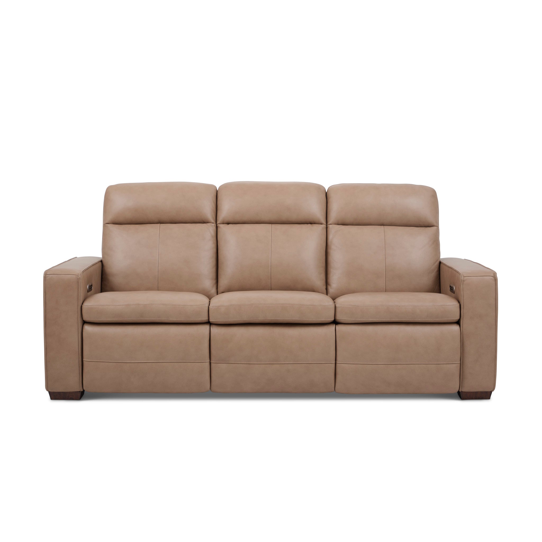 Dutch Desert Leather Power Reclining Sofa with Console, Power Headrest, & Lumbar