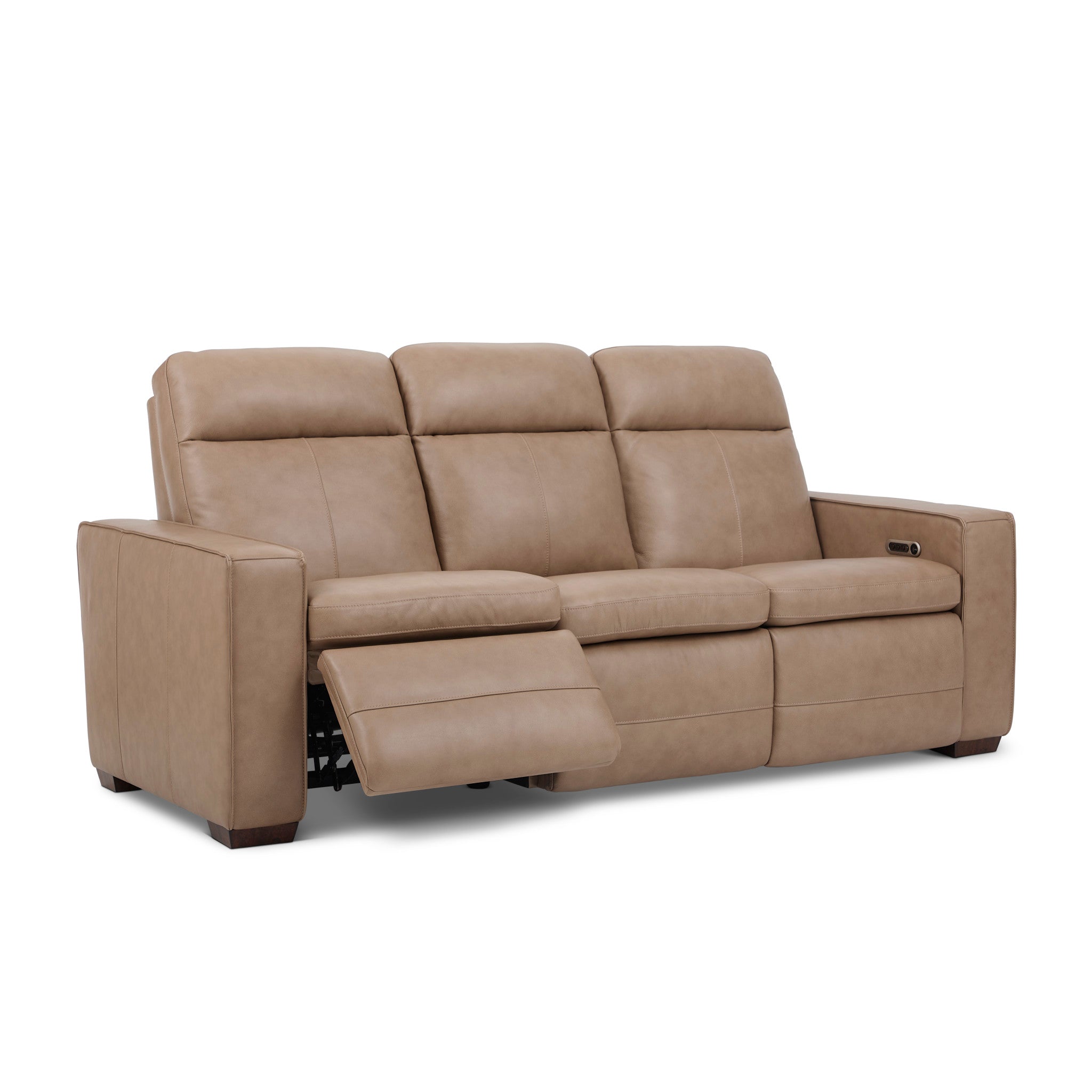 Dutch Desert Leather Power Reclining Sofa with Console, Power
