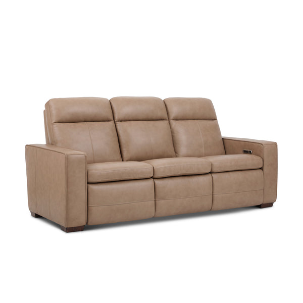 Dutch Leather Power Reclining Sofa with Console, Power Headrest, & Lumbar