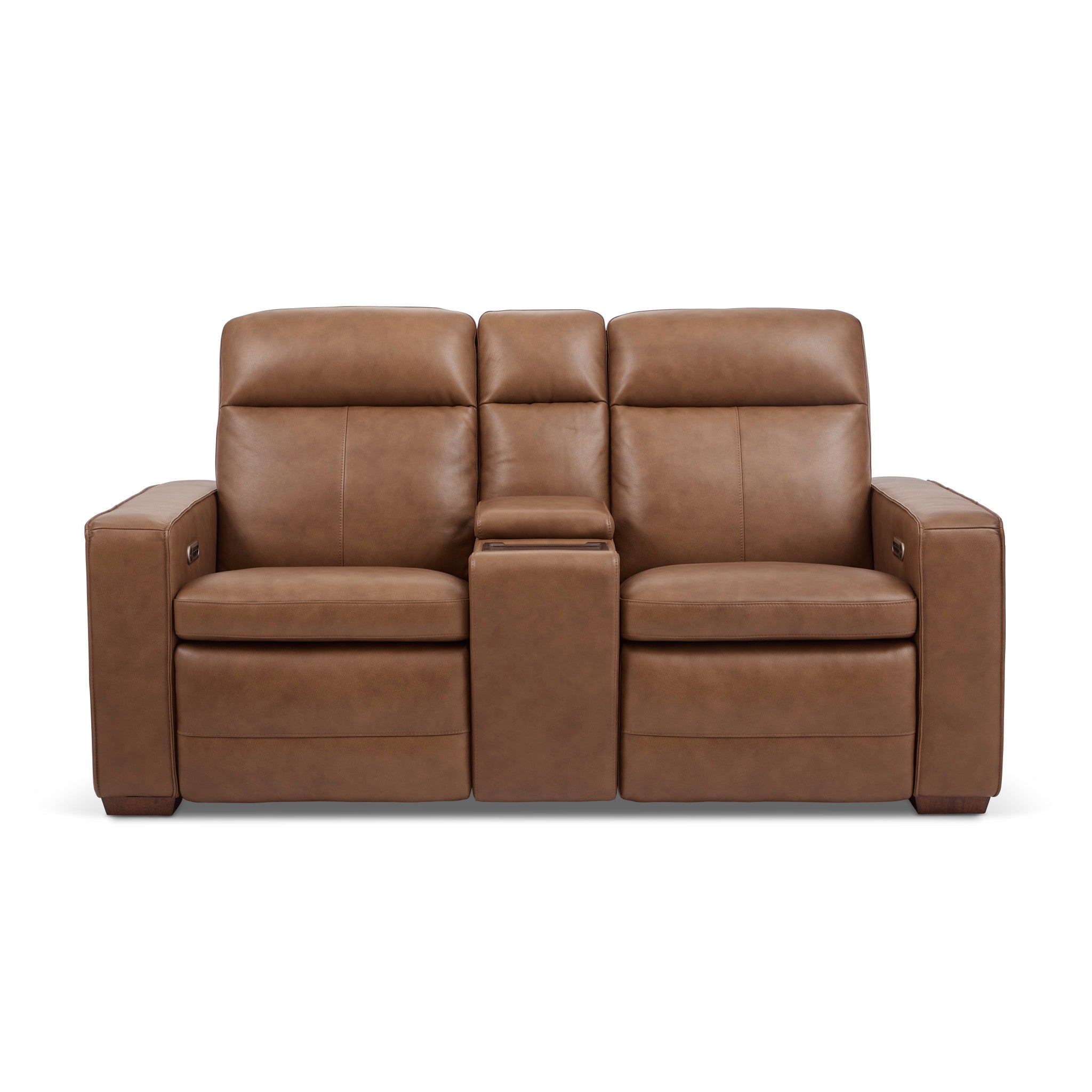Dutch Leather Power Reclining Loveseat with Console, Power Headrest & Lumbar