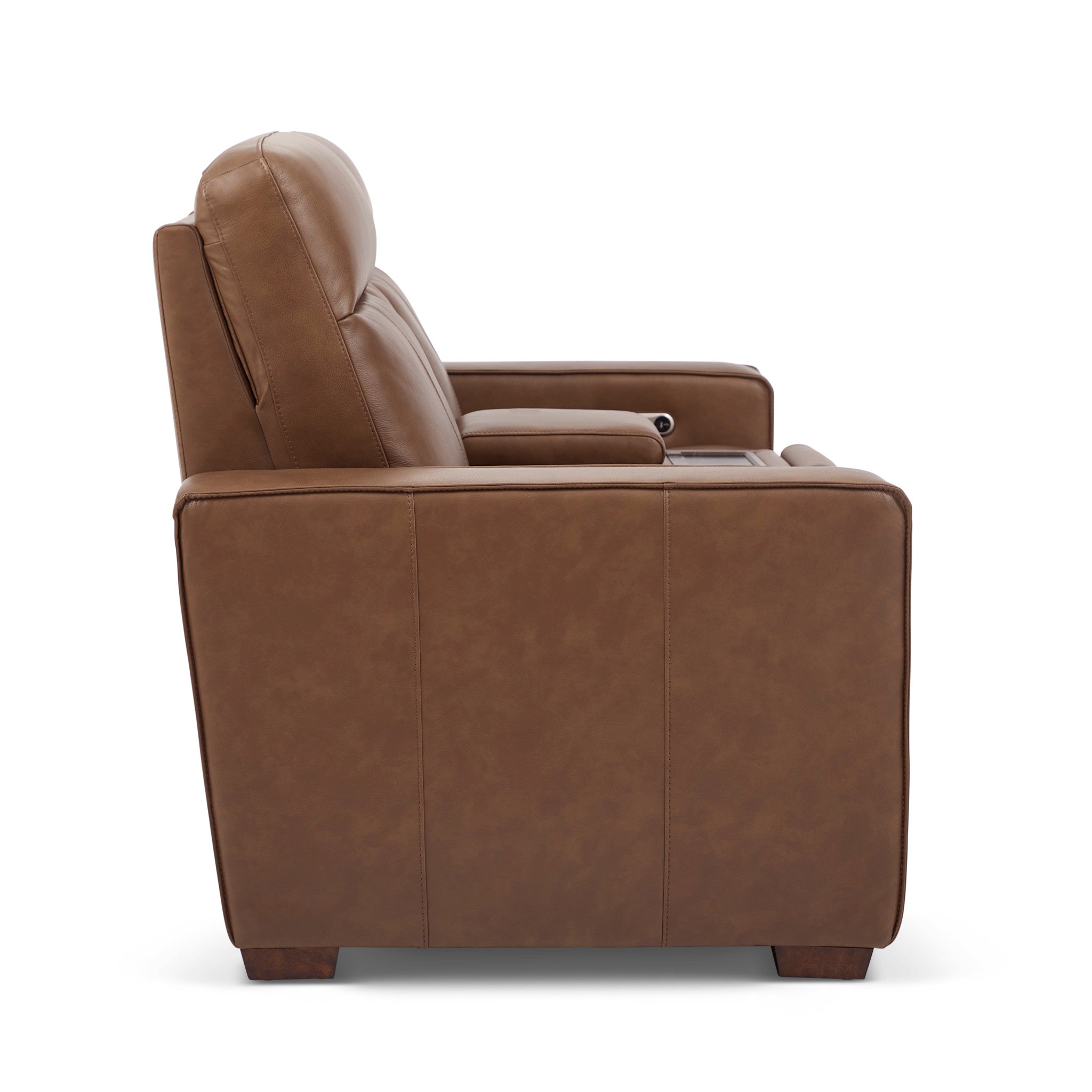 Dutch Leather Power Reclining Loveseat with Console, Power Headrest & Lumbar